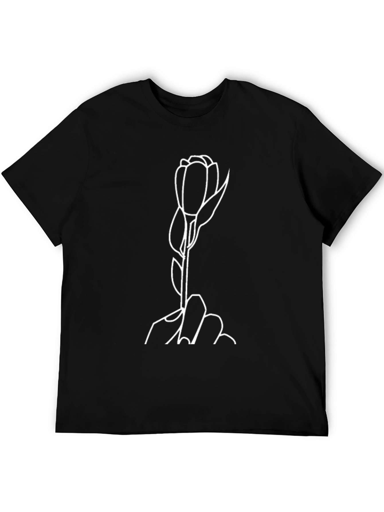 Minimalist Flower Graphic Black T-Shirt