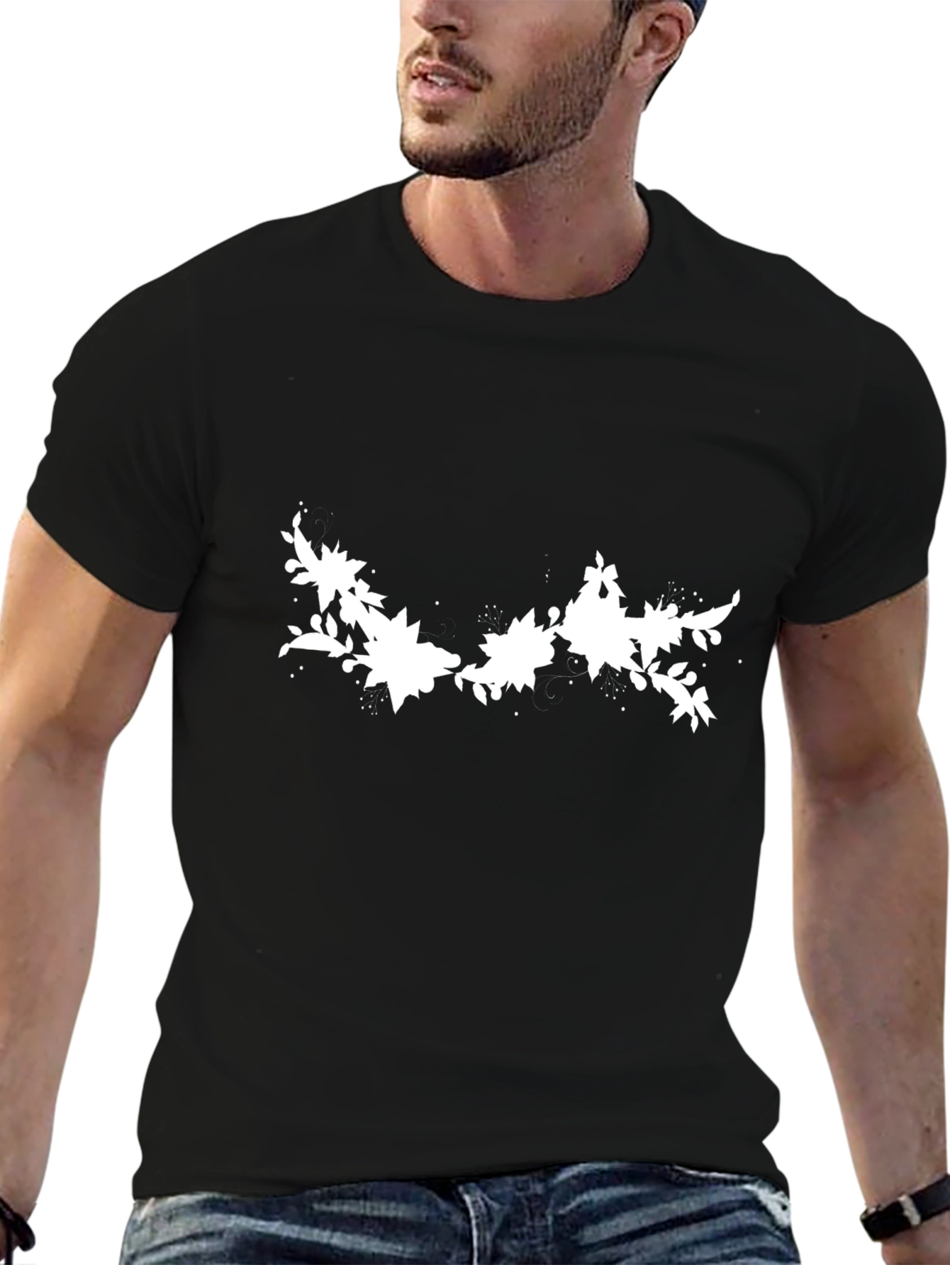 Floral Graphic Black T-Shirt