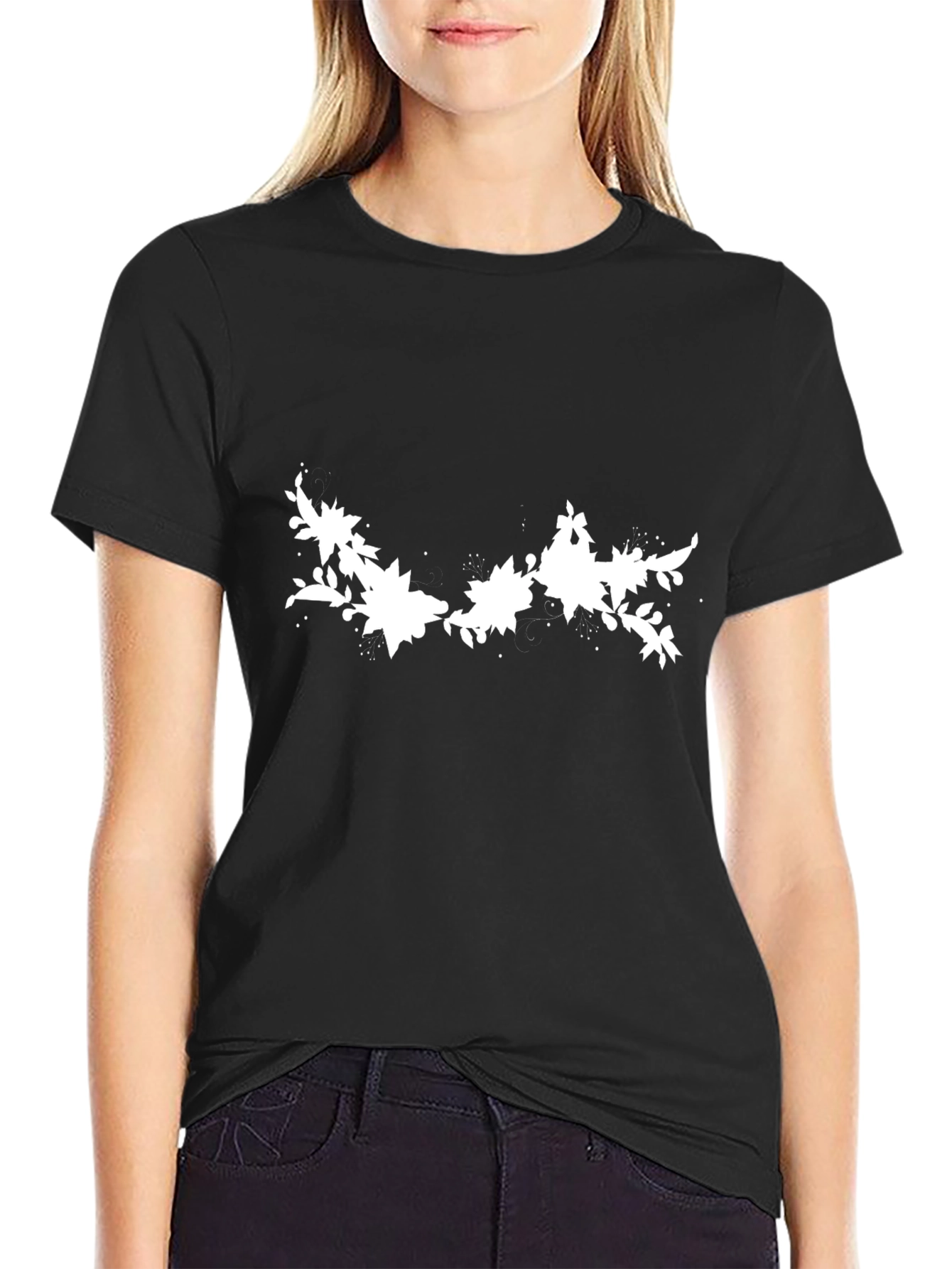 Floral Graphic Black T-Shirt
