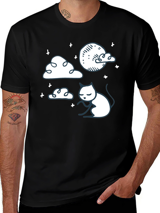 Dreamy Cat Graphic Tee - Soft Cotton Comfort