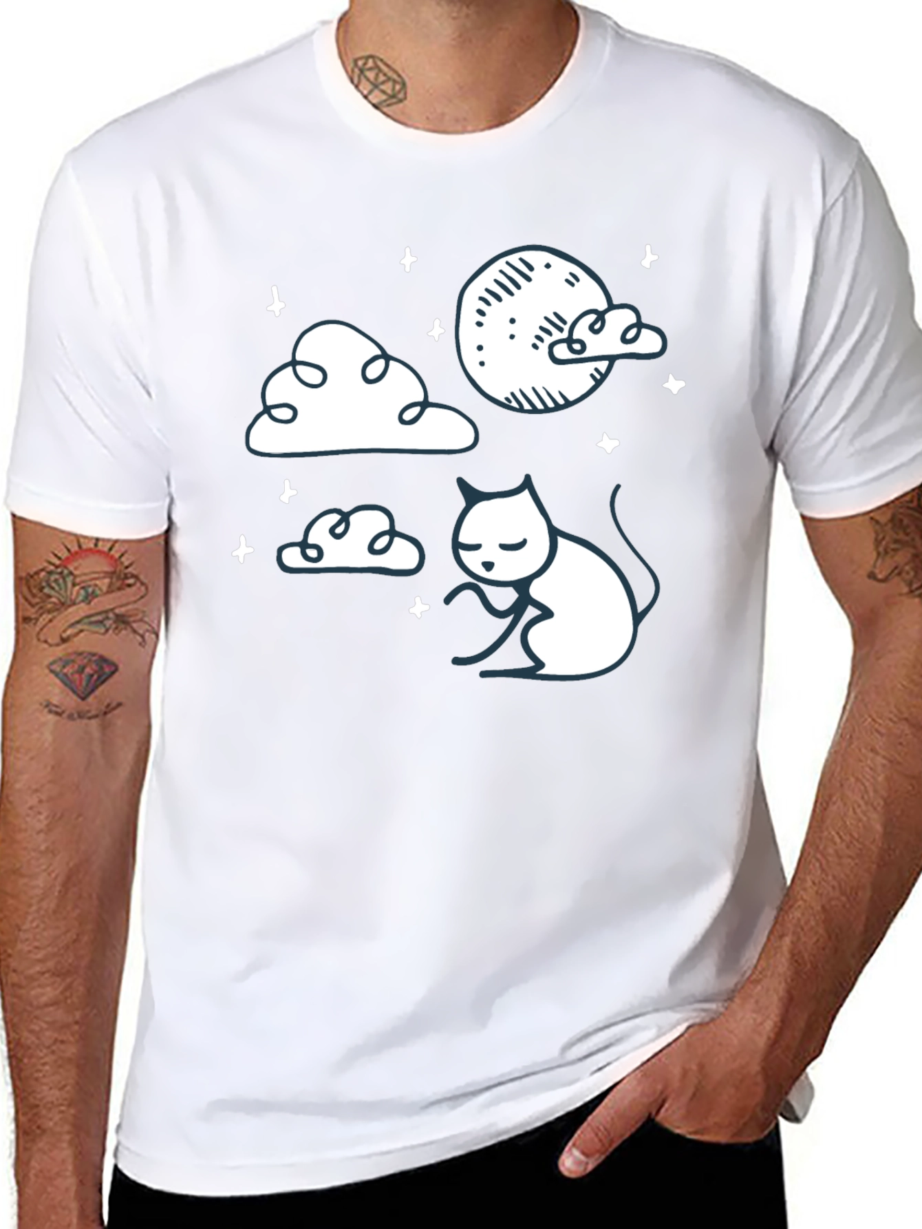 Dreamy Cat Graphic Tee - Soft Cotton Comfort