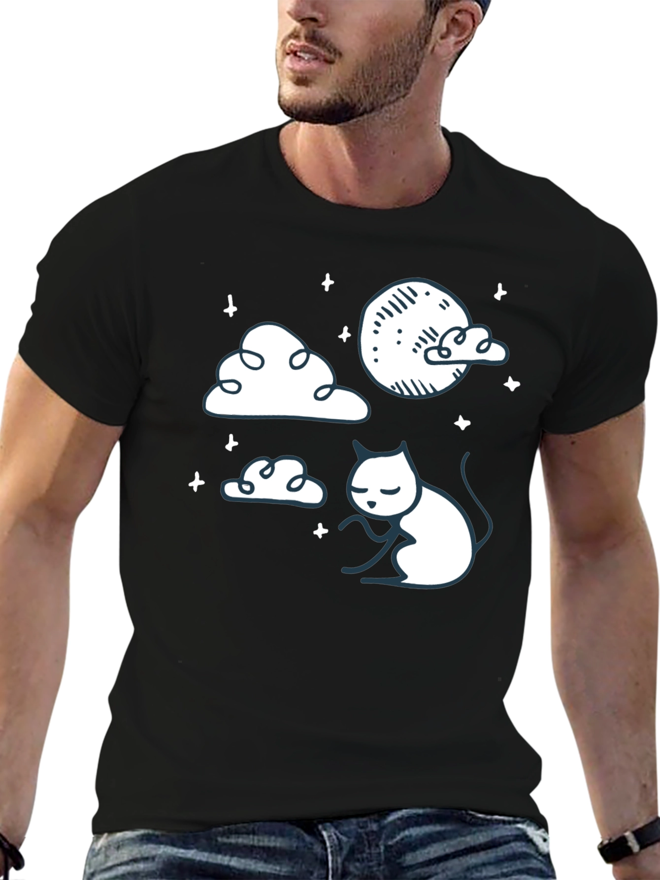 Dreamy Cat Graphic Tee - Soft Cotton Comfort