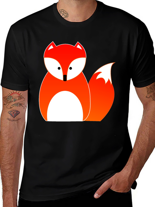 Cute Fox Graphic Tee - Black Cotton Blend T-Shirt