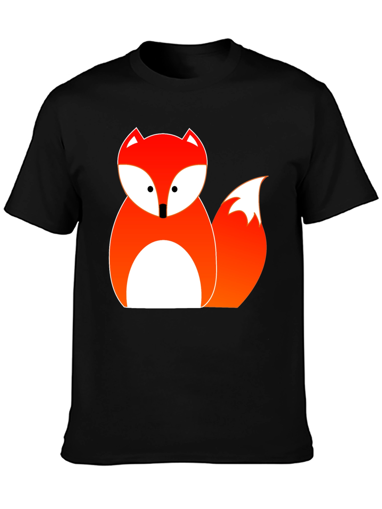 Cute Fox Graphic Tee - Black Cotton Blend T-Shirt