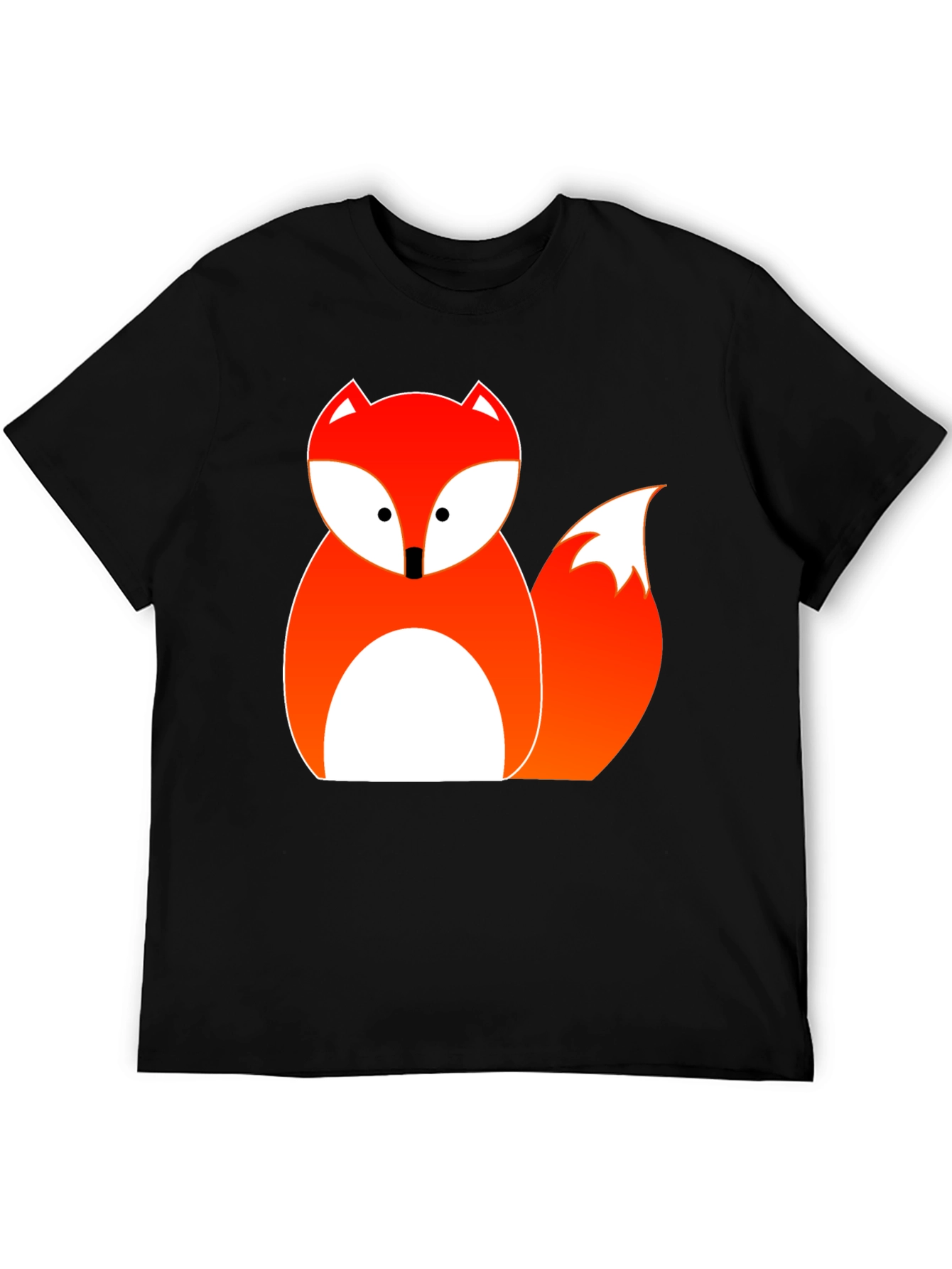 Cute Fox Graphic Tee - Black Cotton Blend T-Shirt