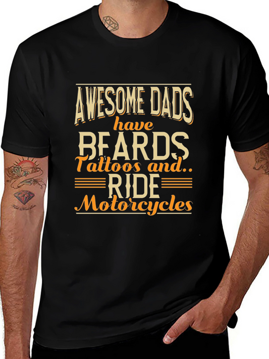 Awesome Dads T-Shirt - Beards Tattoos Motorcycles