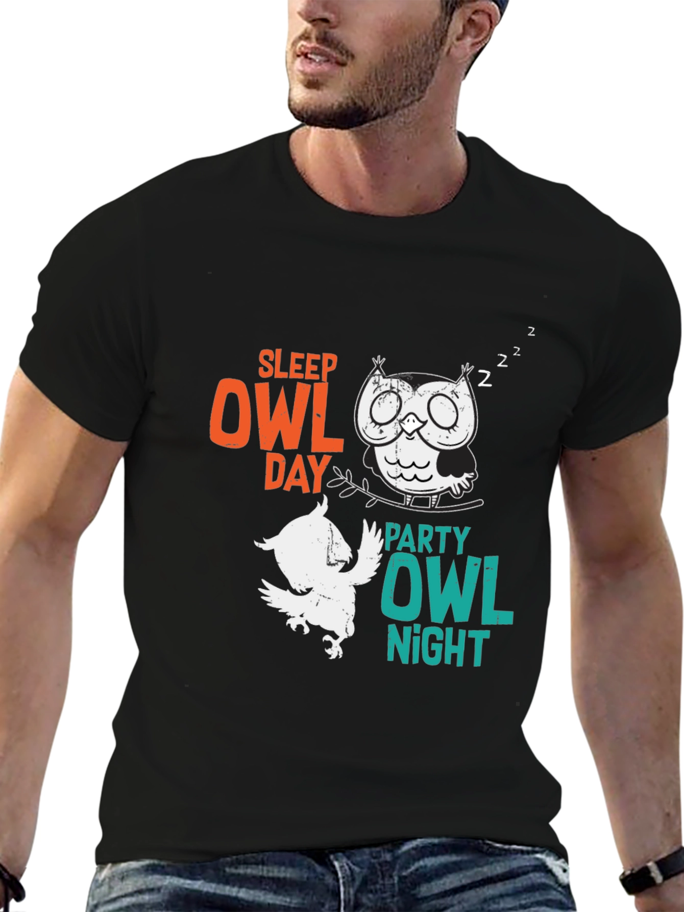 Sleep Owl Day Party Owl Night Graphic T-Shirt