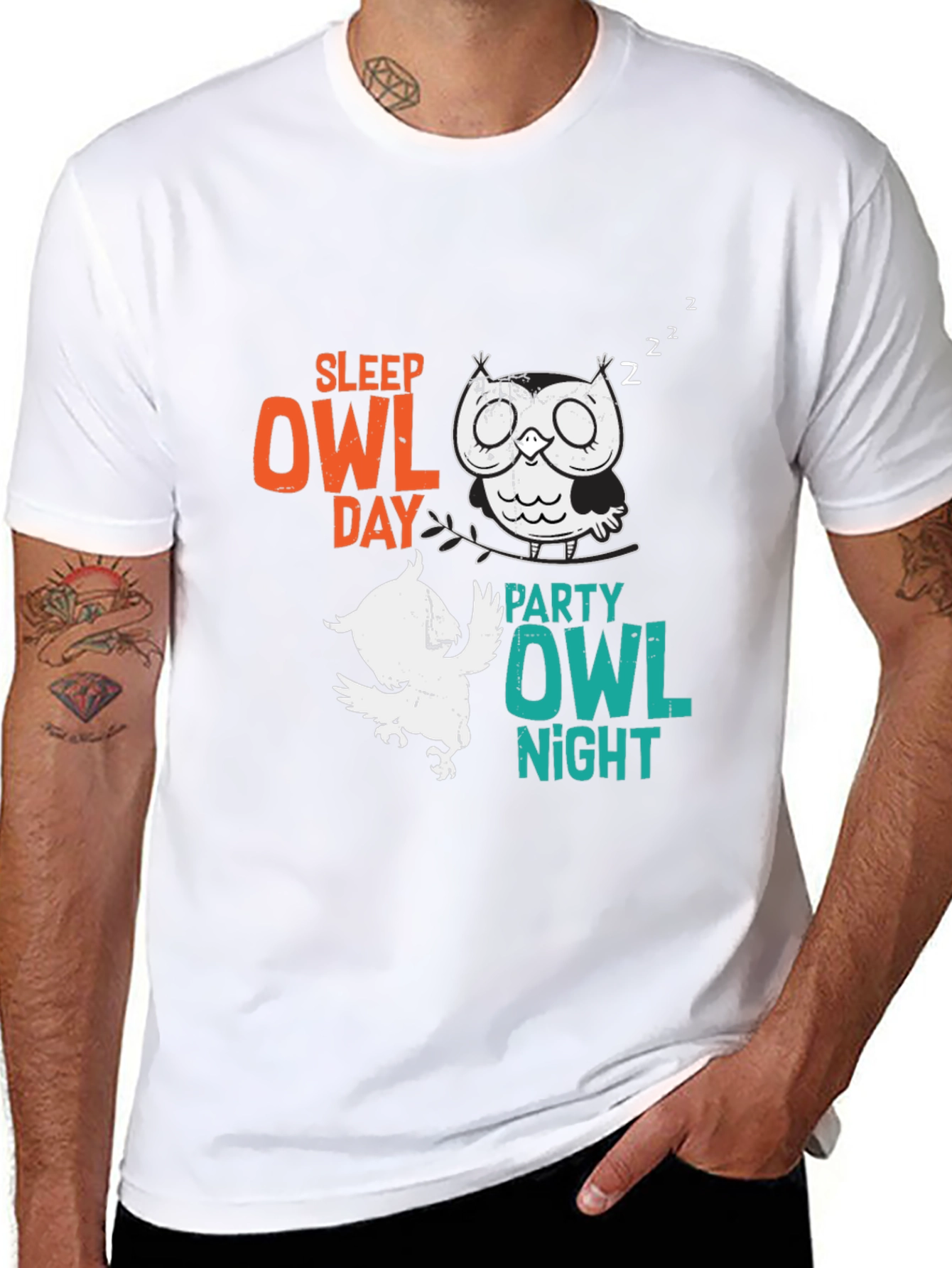 Sleep Owl Day Party Owl Night Graphic T-Shirt