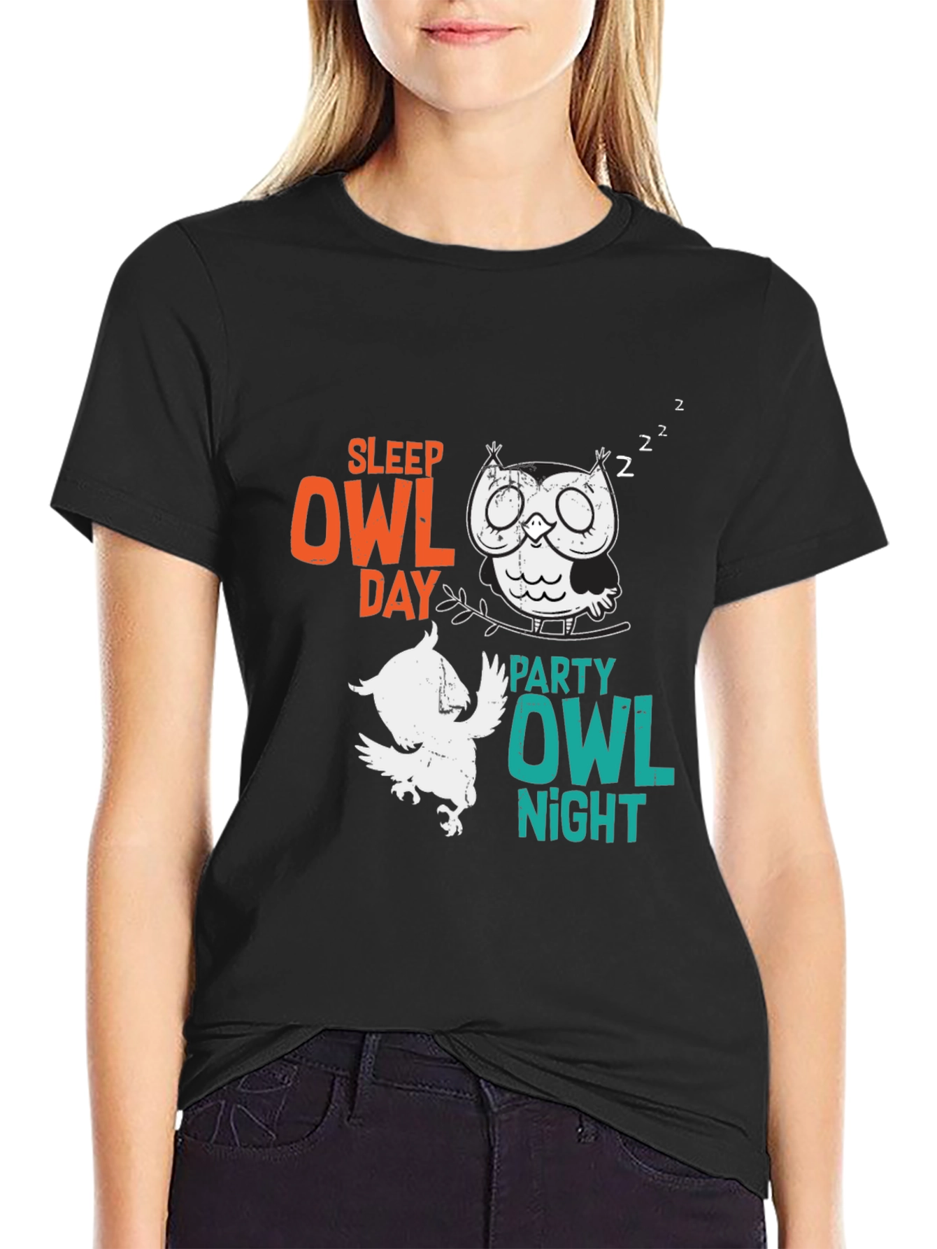 Sleep Owl Day Party Owl Night Graphic T-Shirt