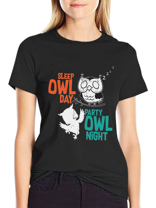 Sleep Owl Day Party Owl Night Graphic T-Shirt