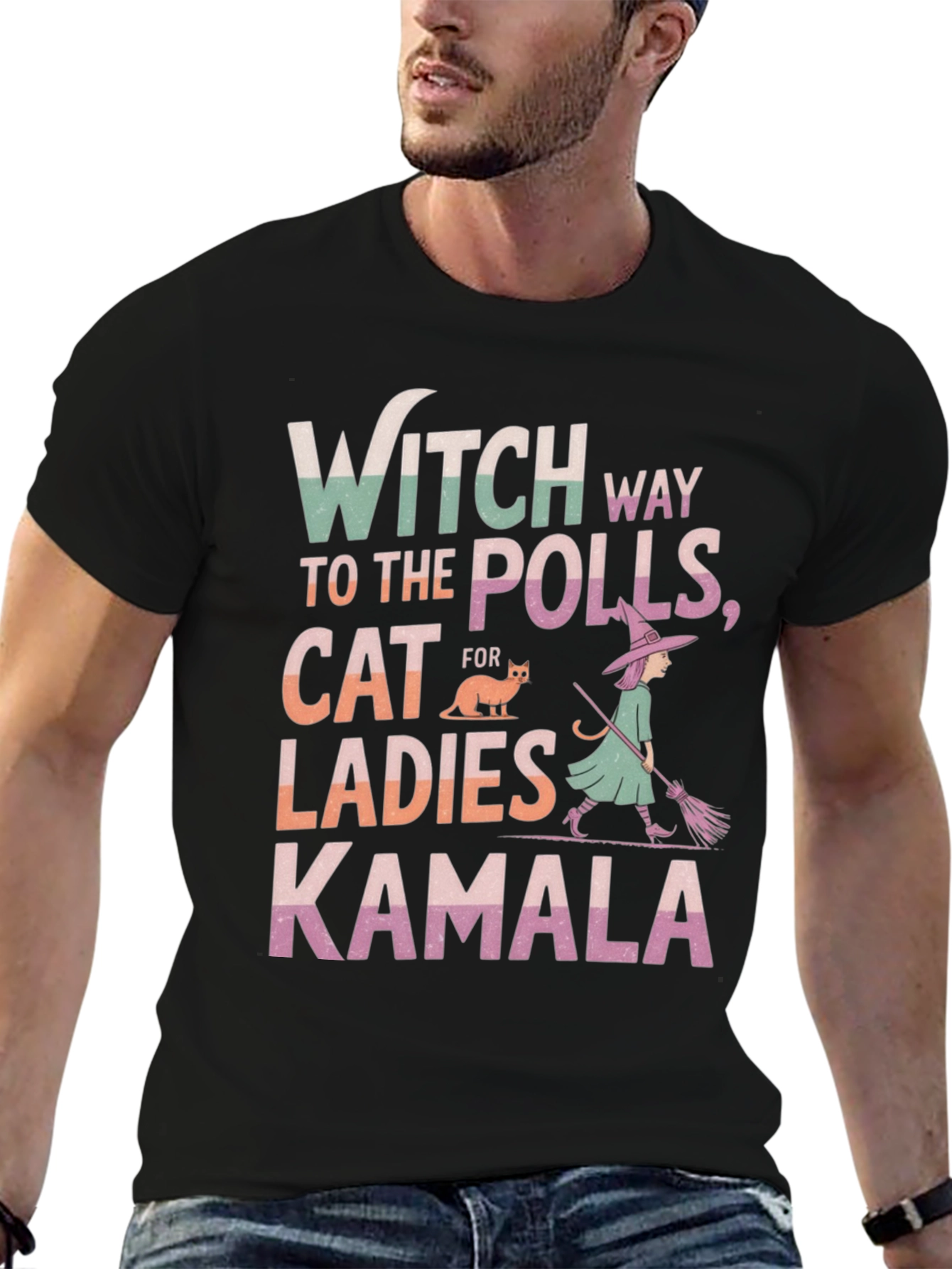 Witch Way to the Polls Kamala Ladies Cat T-Shirt