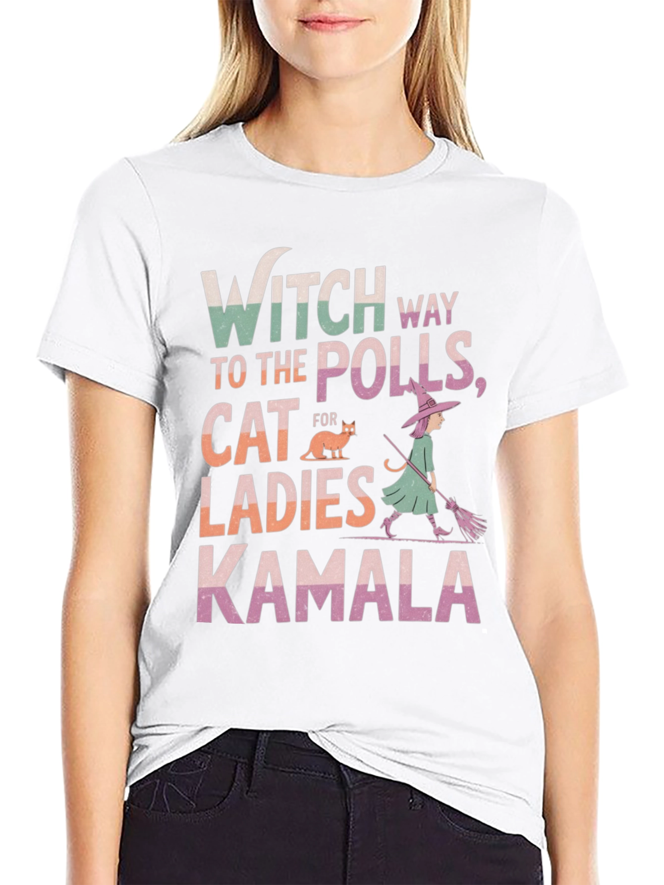 Witch Way to the Polls Kamala Ladies Cat T-Shirt