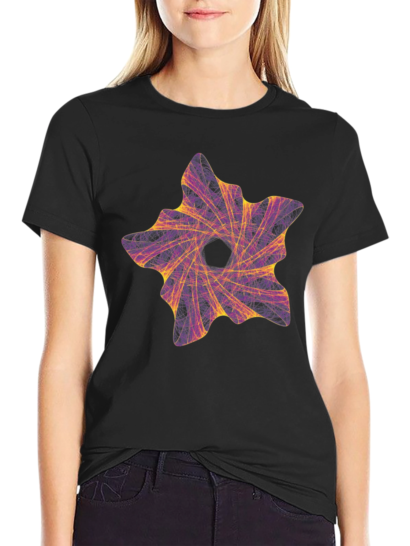 Abstract Vortex Graphic Black T-Shirt