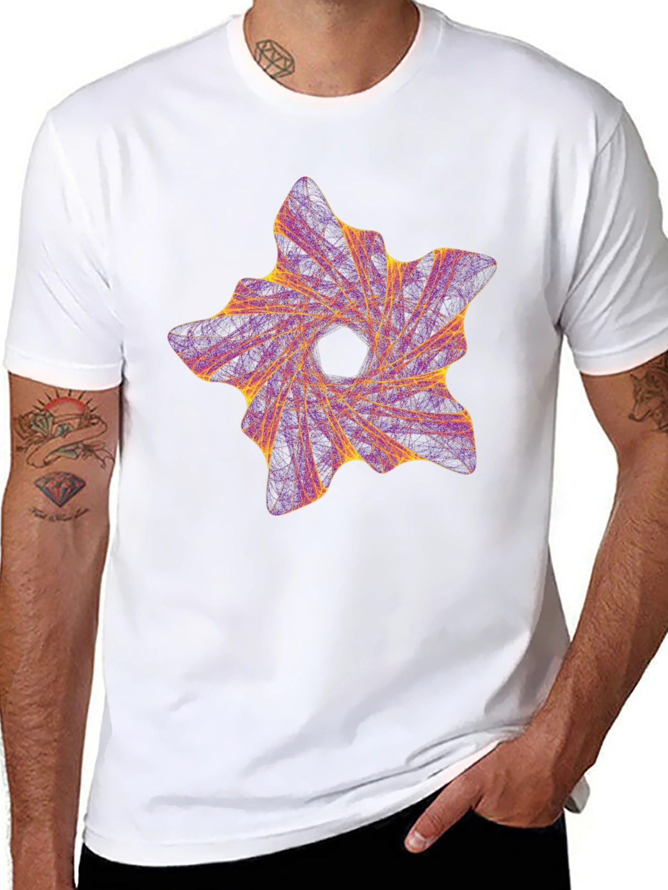 Abstract Vortex Graphic Black T-Shirt