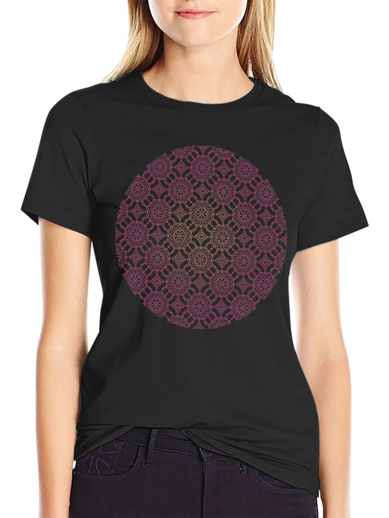 Mandala Graphic Tee - Black Cotton Comfort