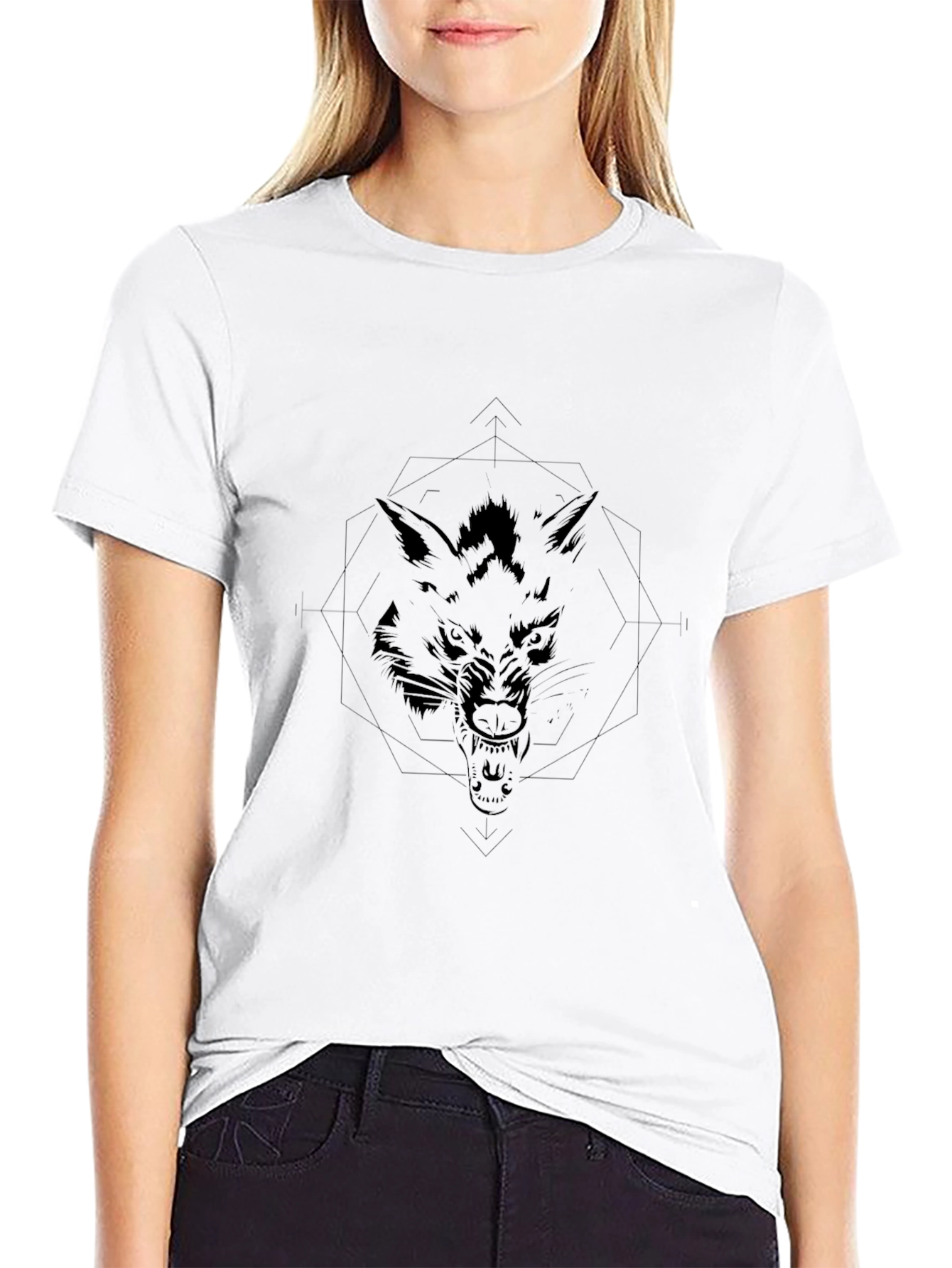 Mens Black Wolf Graphic Tee - Stylish & Unique