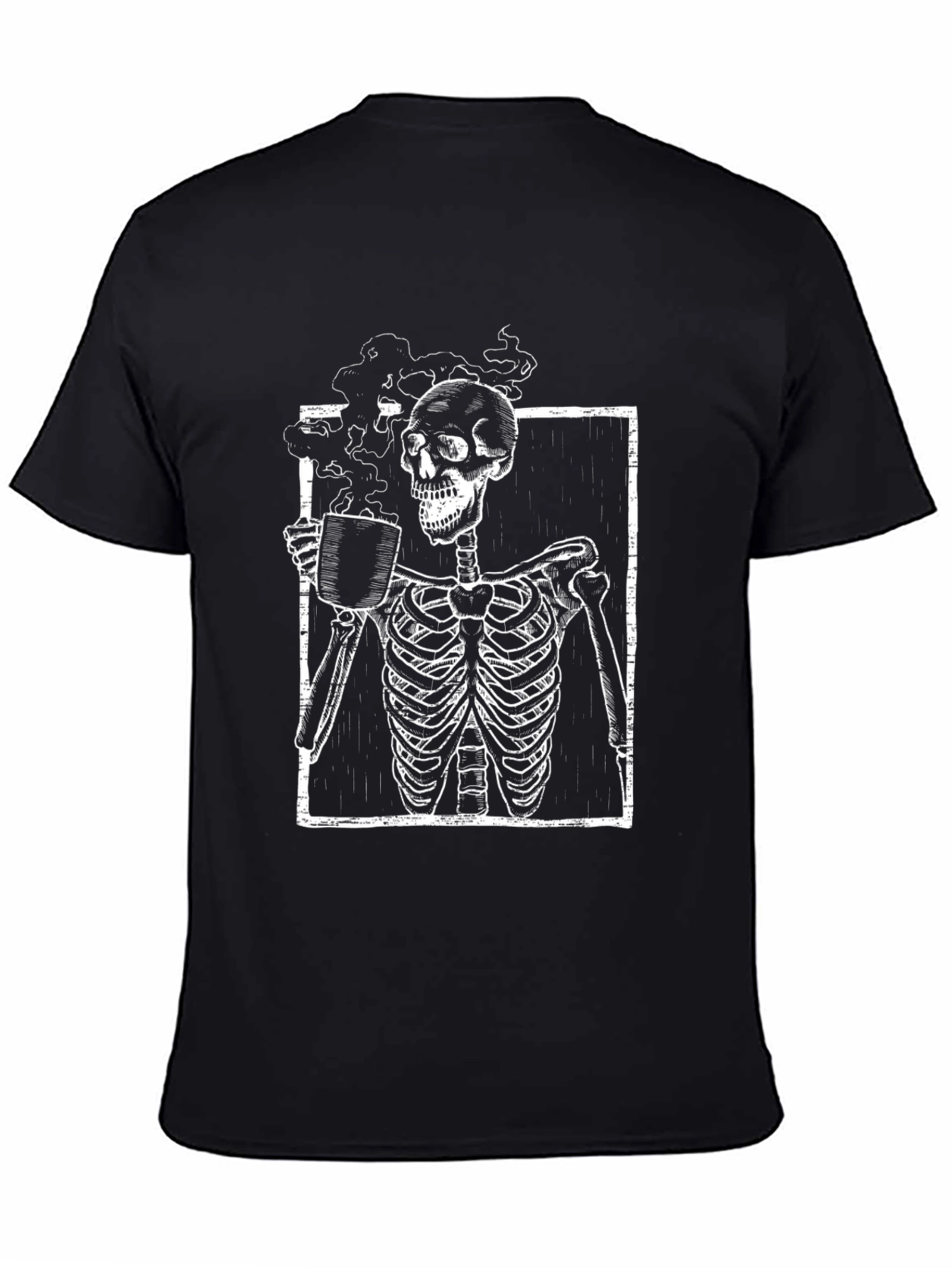 Coffee Skeleton Graphic Tee - Black