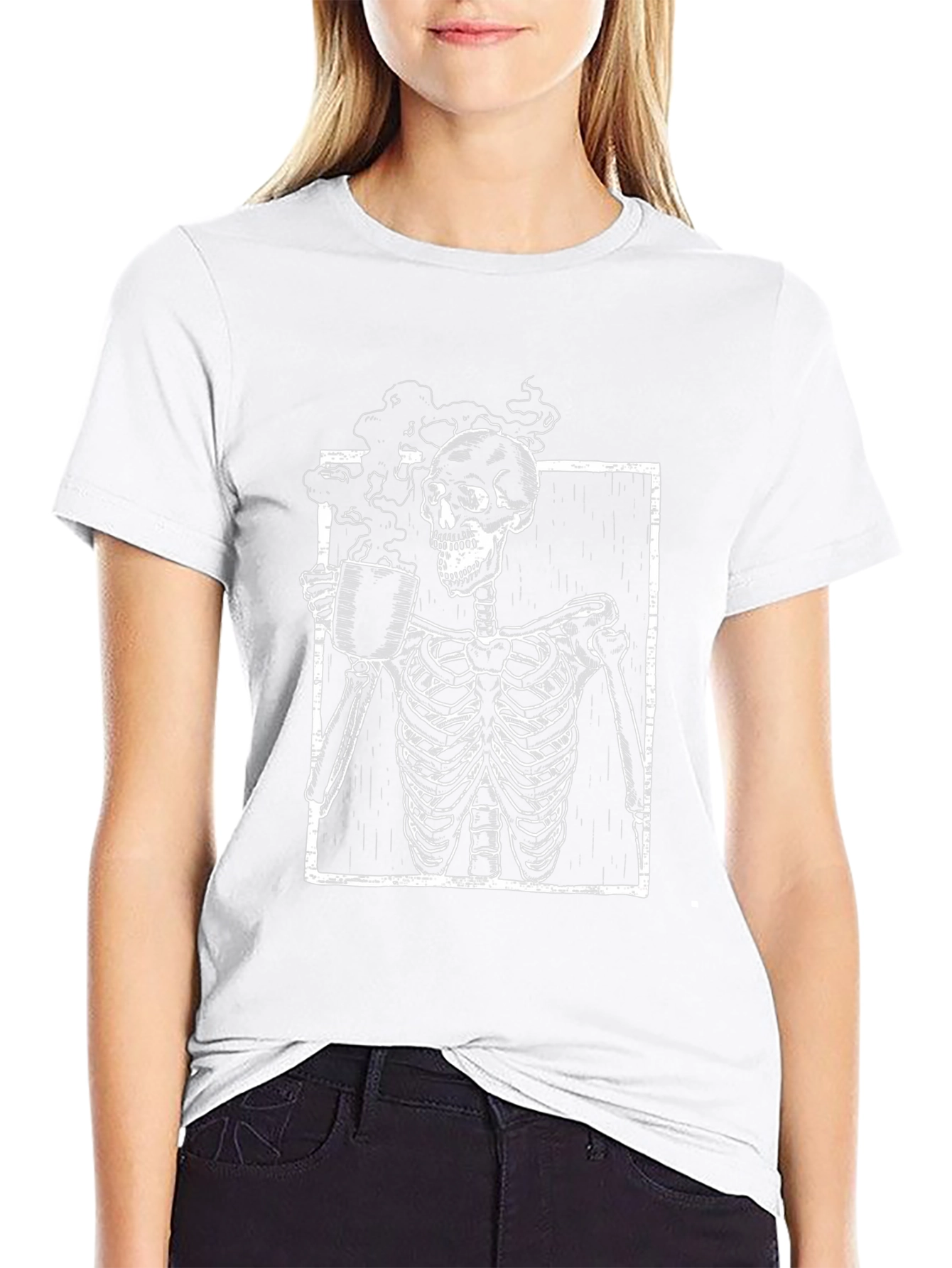 Coffee Skeleton Graphic Tee - Black