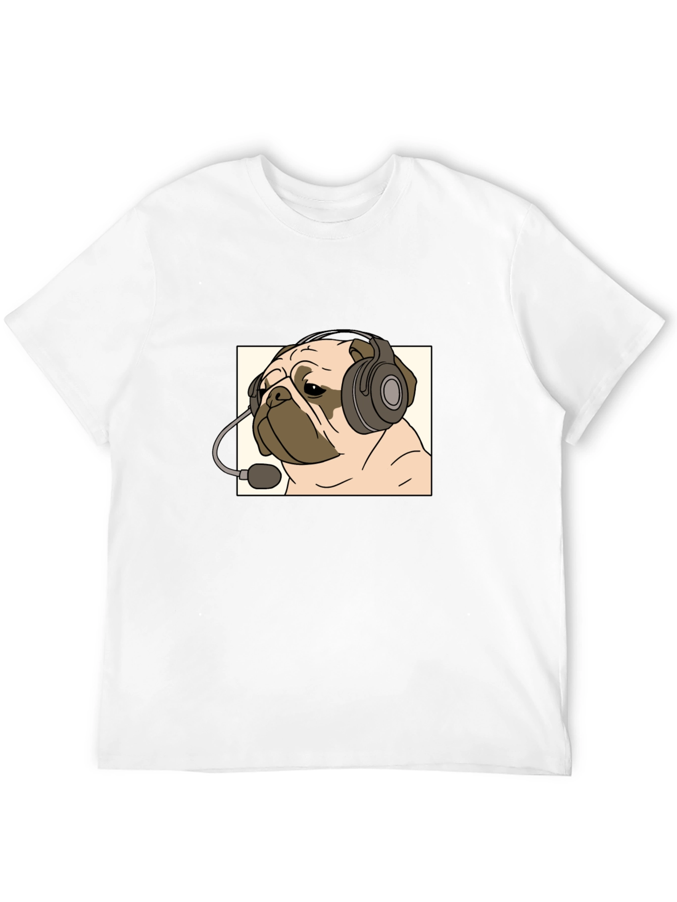 Pug Gamer T-Shirt - Cute Dog with Headset