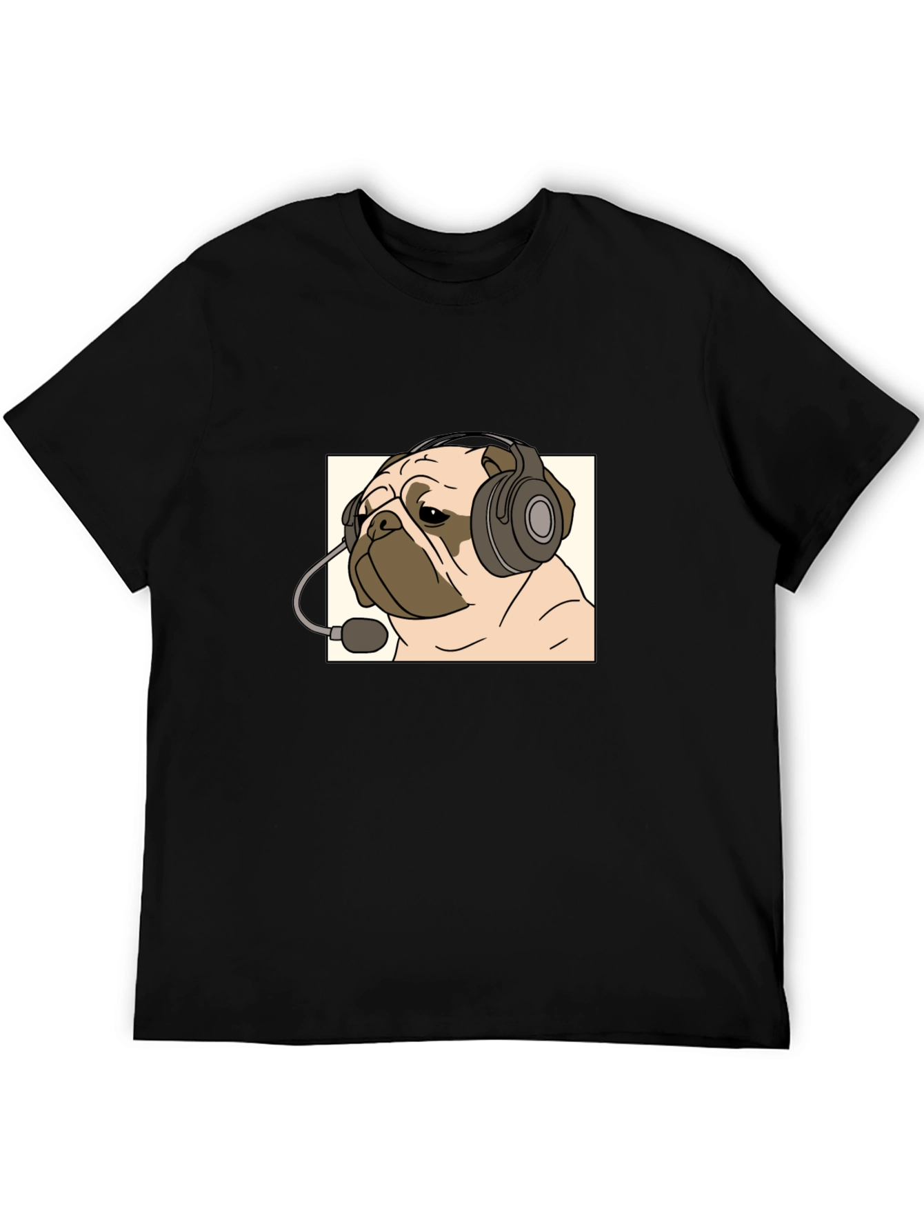 Pug Gamer T-Shirt - Cute Dog with Headset