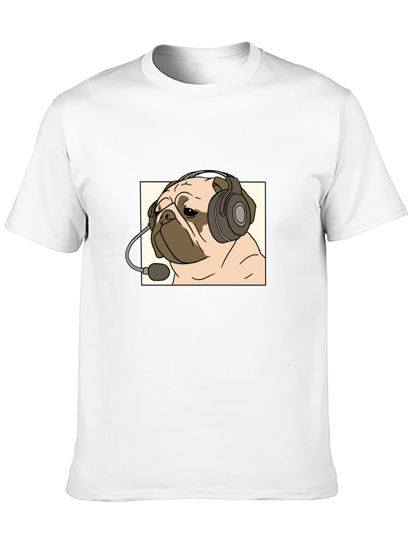 Pug Gamer T-Shirt - Cute Dog with Headset
