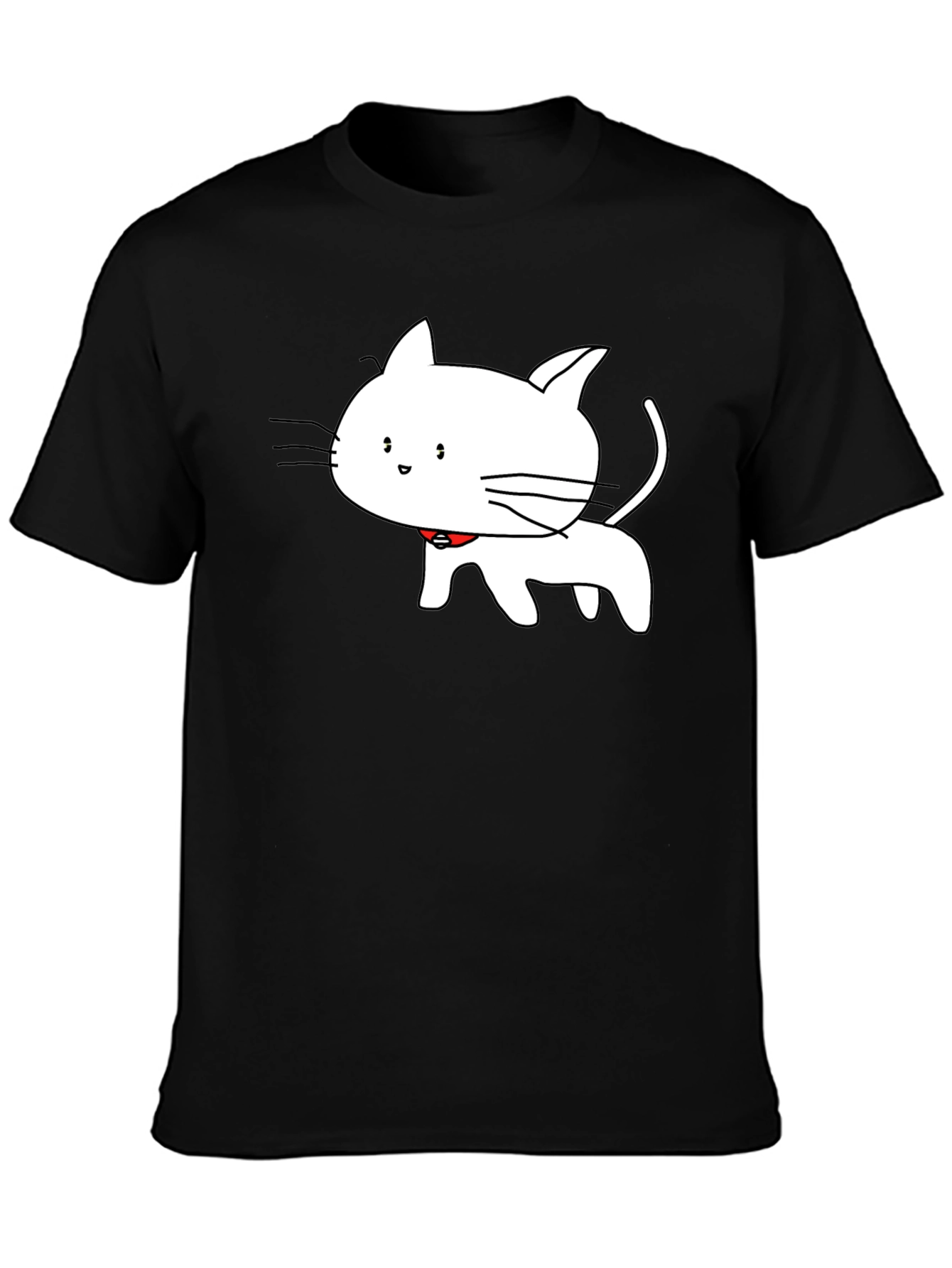 Cute Cartoon Cat T-Shirt - Black
