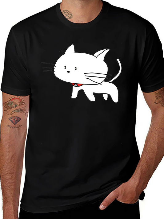 Cute Cartoon Cat T-Shirt - Black
