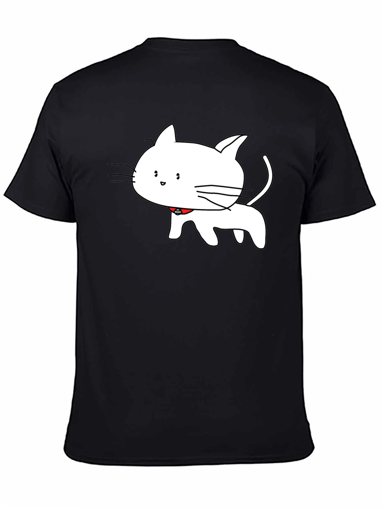 Cute Cartoon Cat T-Shirt - Black
