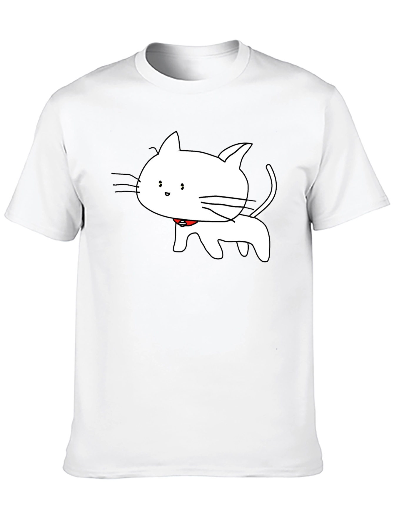 Cute Cartoon Cat T-Shirt - Black