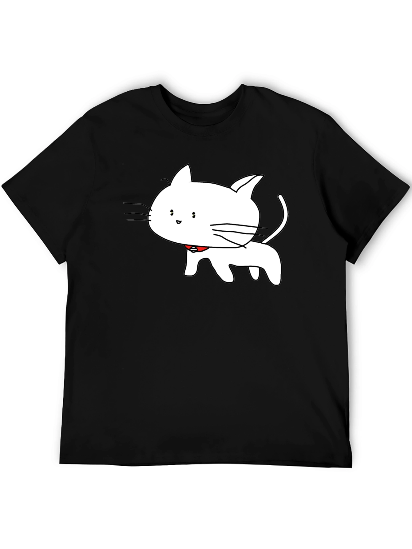 Cute Cartoon Cat T-Shirt - Black