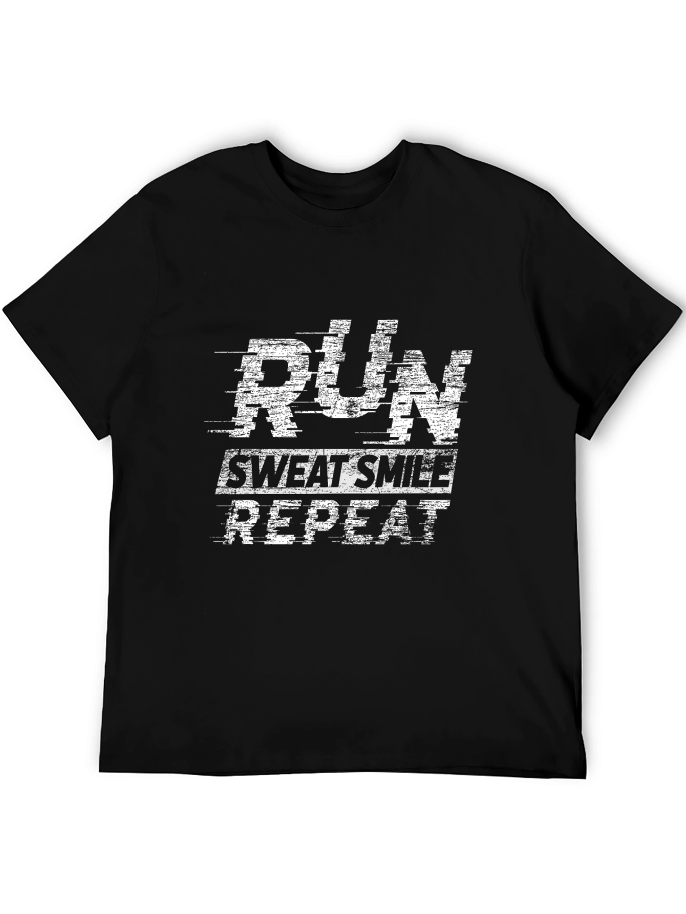 Run Sweat Smile Repeat Black Graphic Tee
