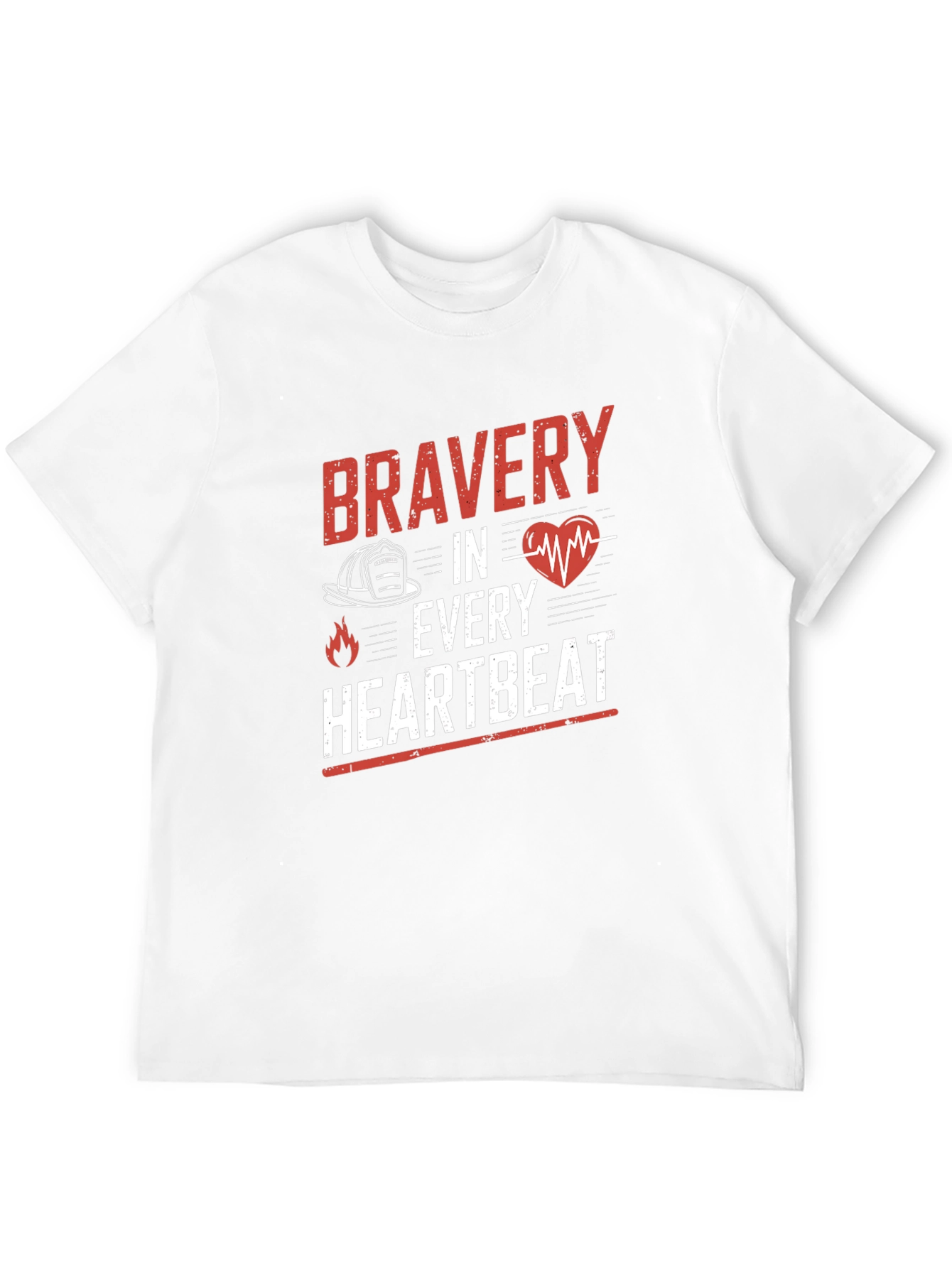 Bravery in Every Heartbeat Firefighter Graphic Tee