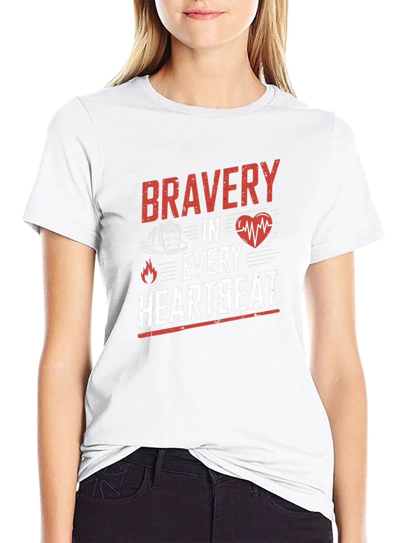 Bravery in Every Heartbeat Firefighter Graphic Tee