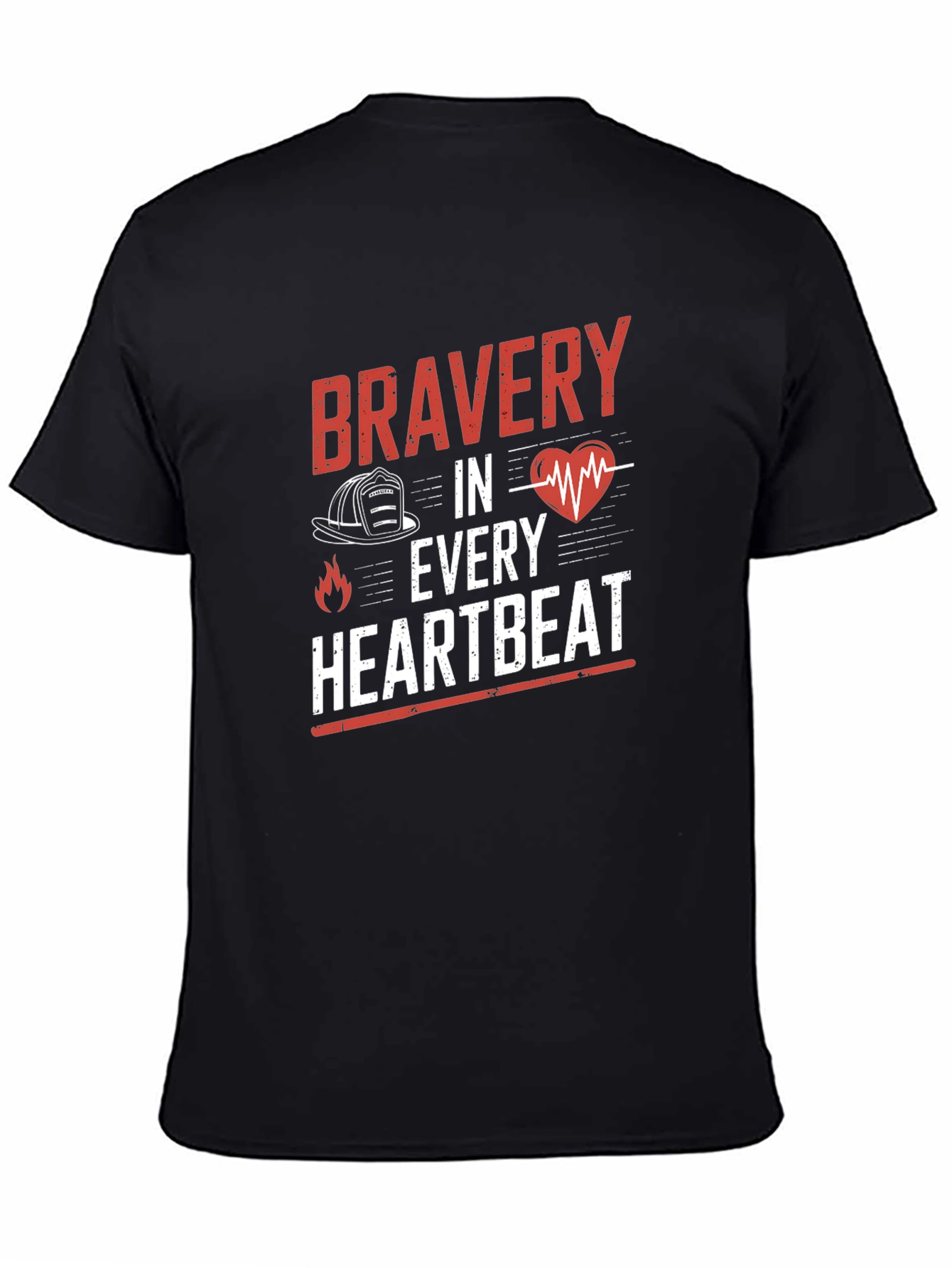 Bravery in Every Heartbeat Firefighter Graphic Tee