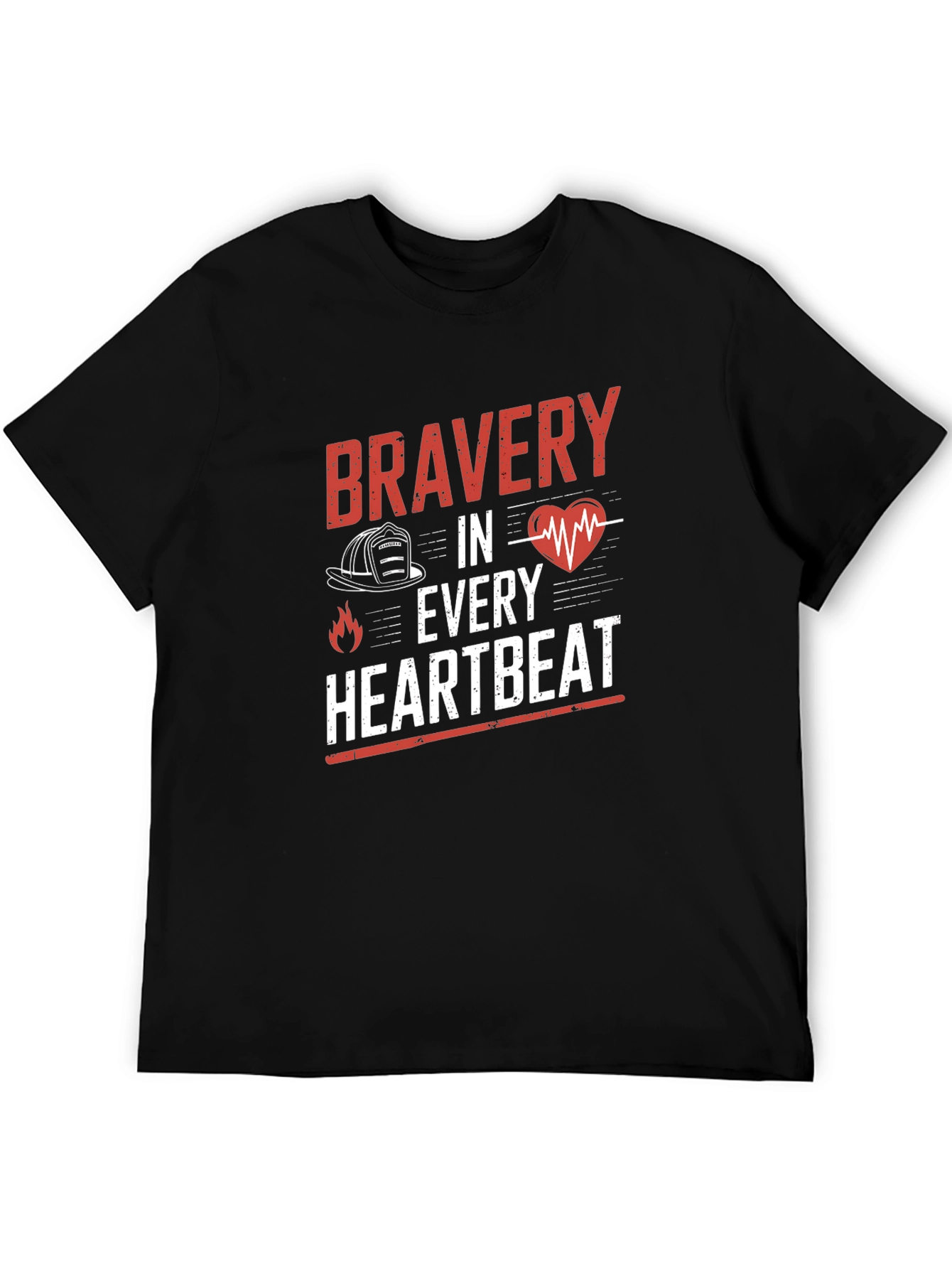 Bravery in Every Heartbeat Firefighter Graphic Tee