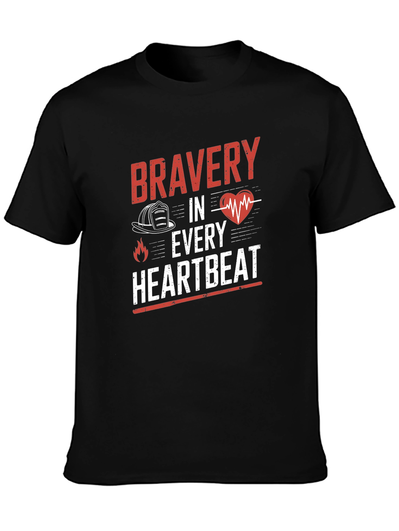 Bravery in Every Heartbeat Firefighter Graphic Tee