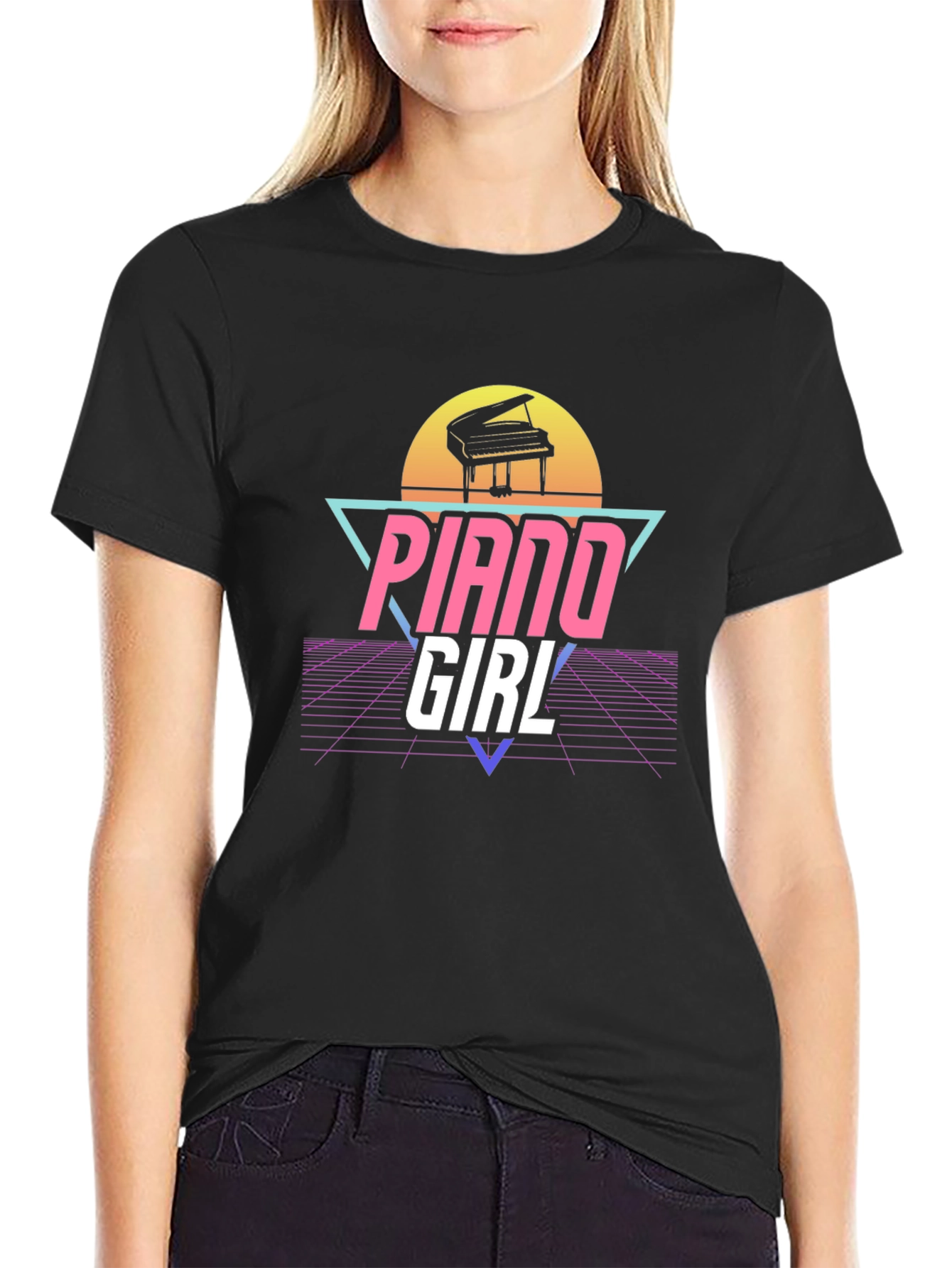 Piano Girl Retro T-Shirt