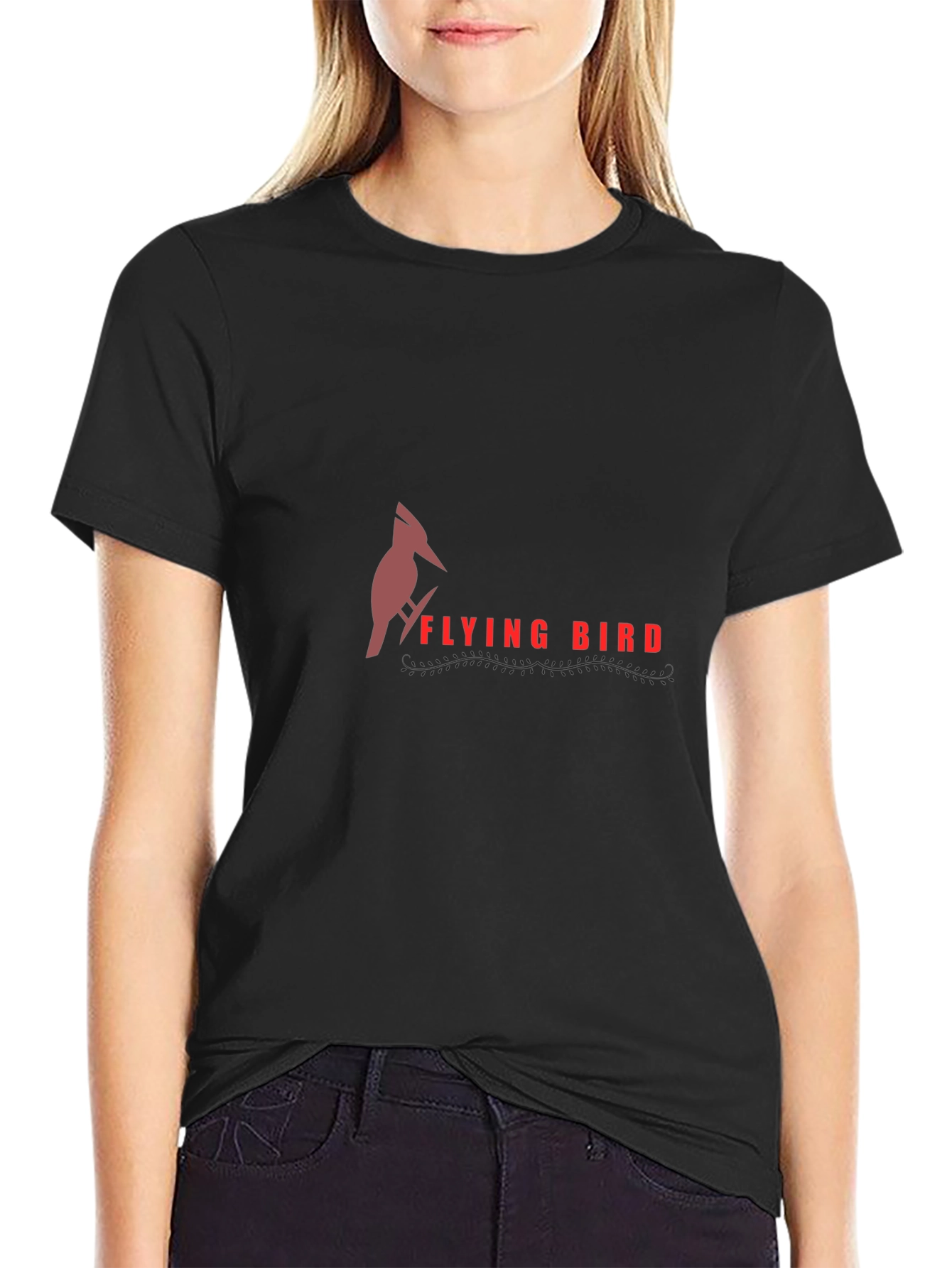 Flying Bird Graphic Tee - Stylish Black T-Shirt