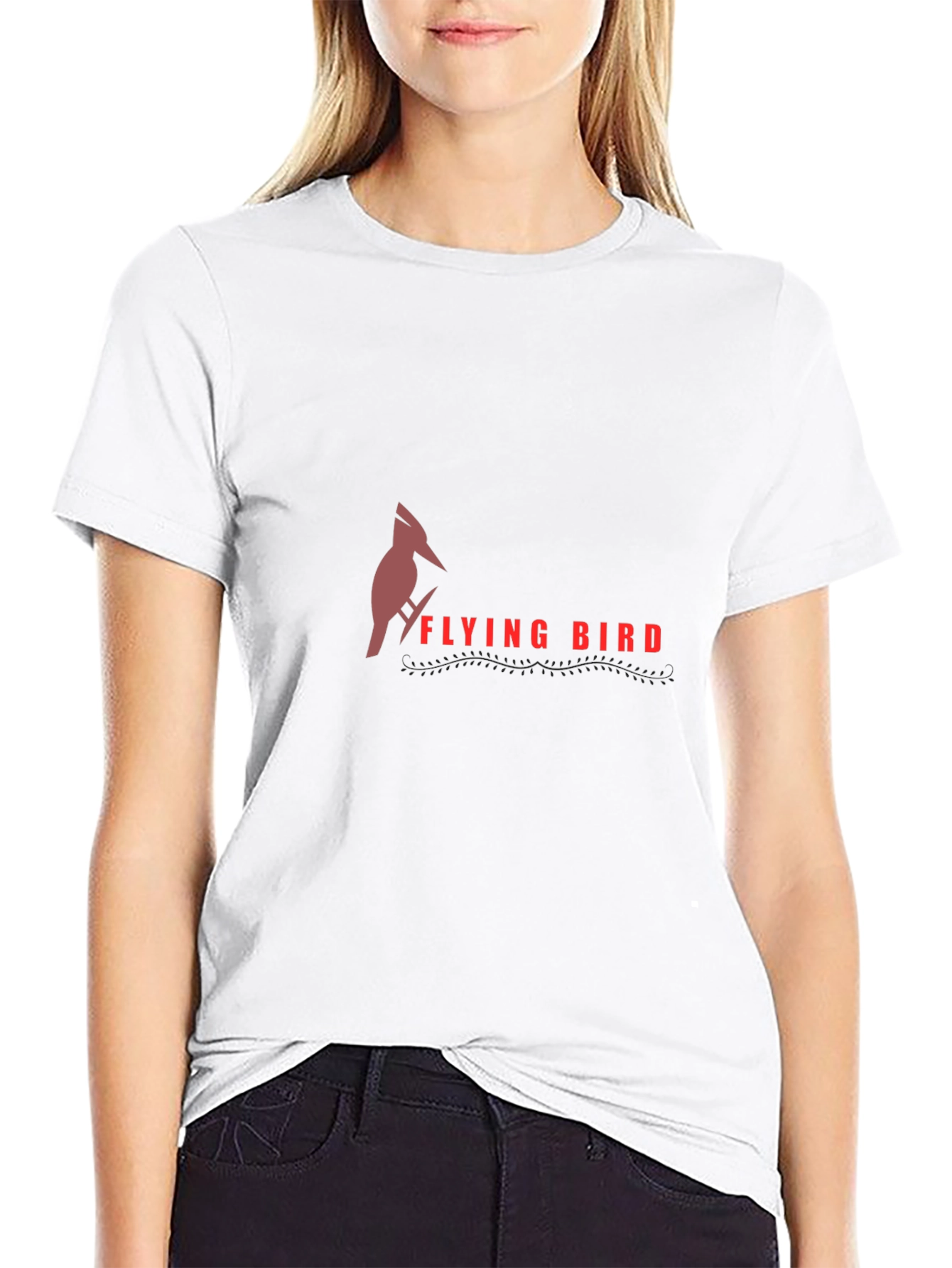 Flying Bird Graphic Tee - Stylish Black T-Shirt