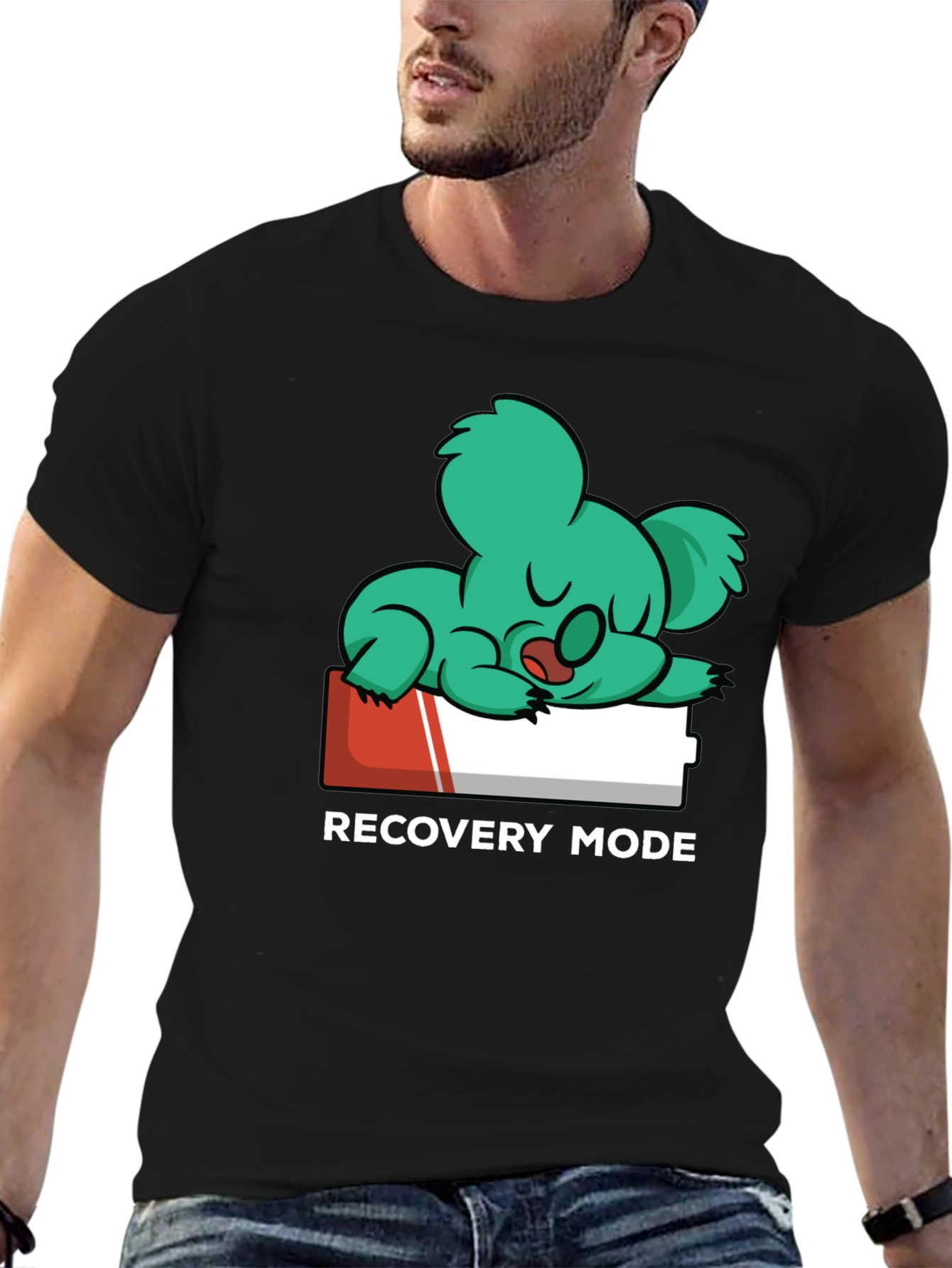 Recovery Mode T-Shirt: Sleepy Koala on Low Battery