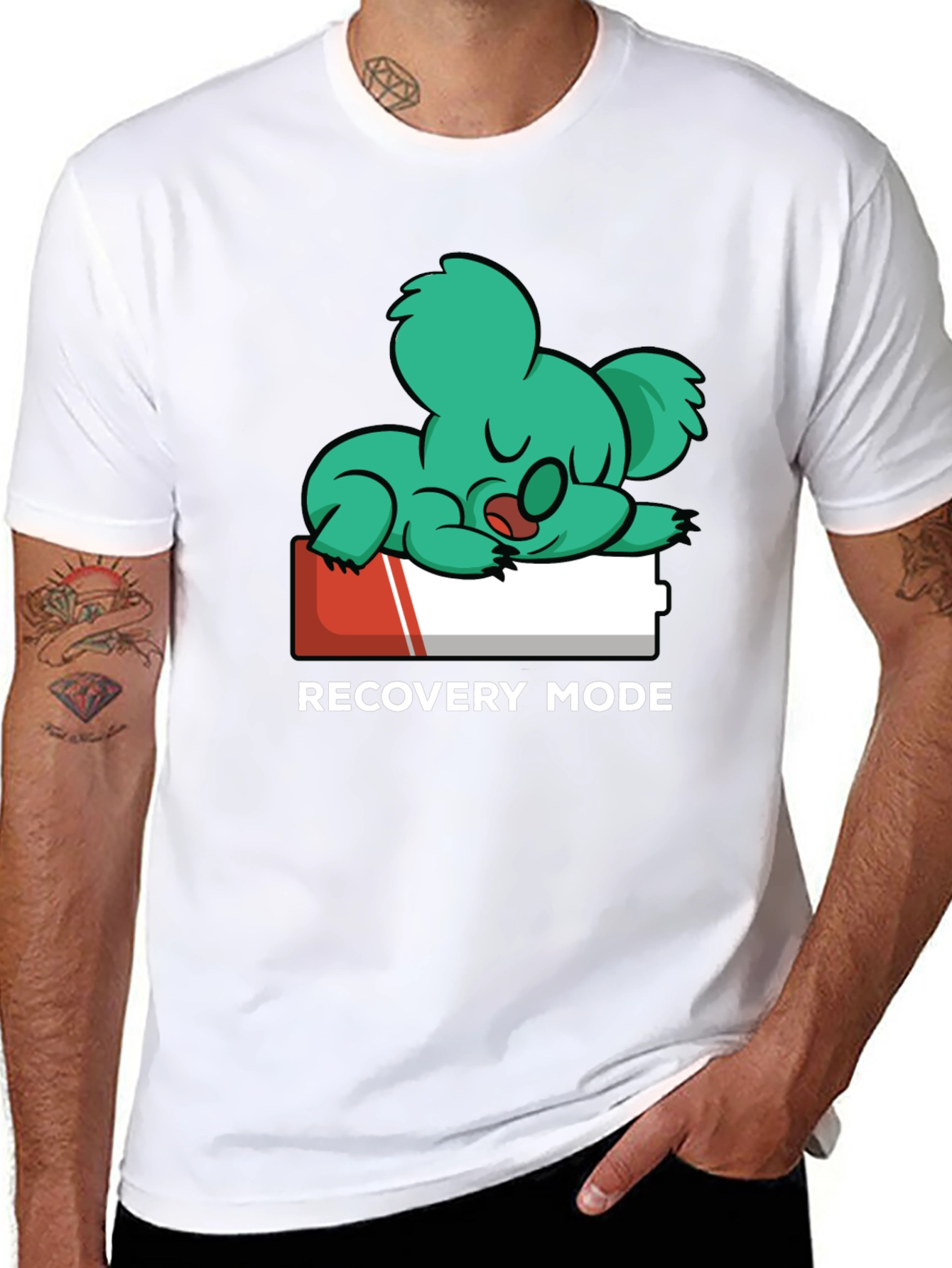 Recovery Mode T-Shirt: Sleepy Koala on Low Battery