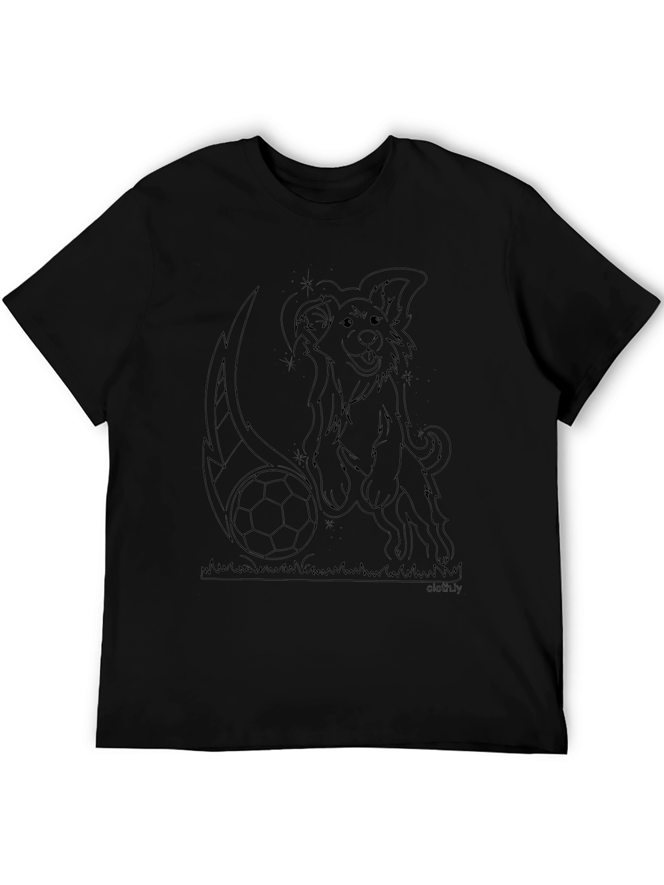 Dog Soccer T-Shirt - Black Cotton Tee
