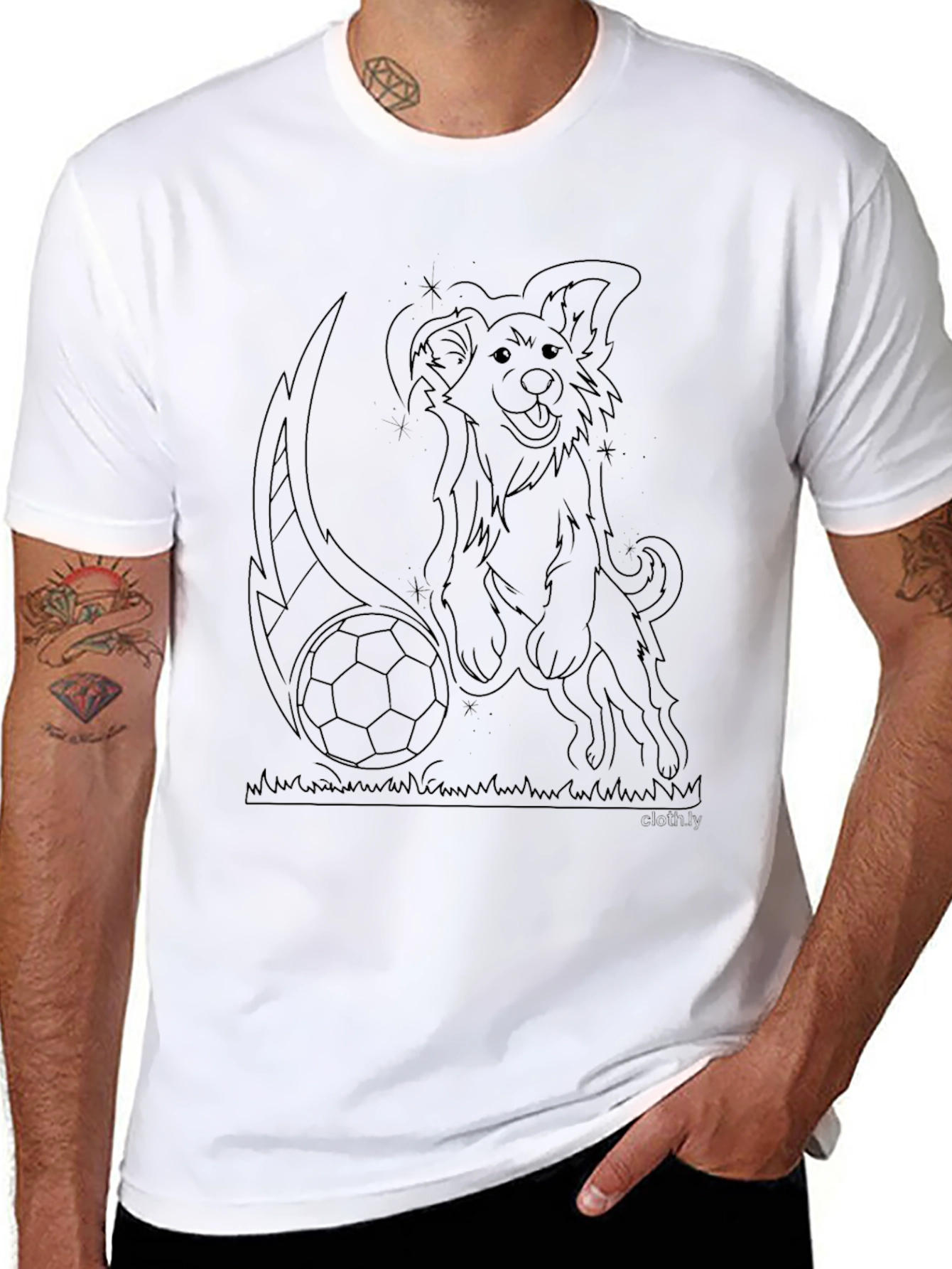 Dog Soccer T-Shirt - Black Cotton Tee
