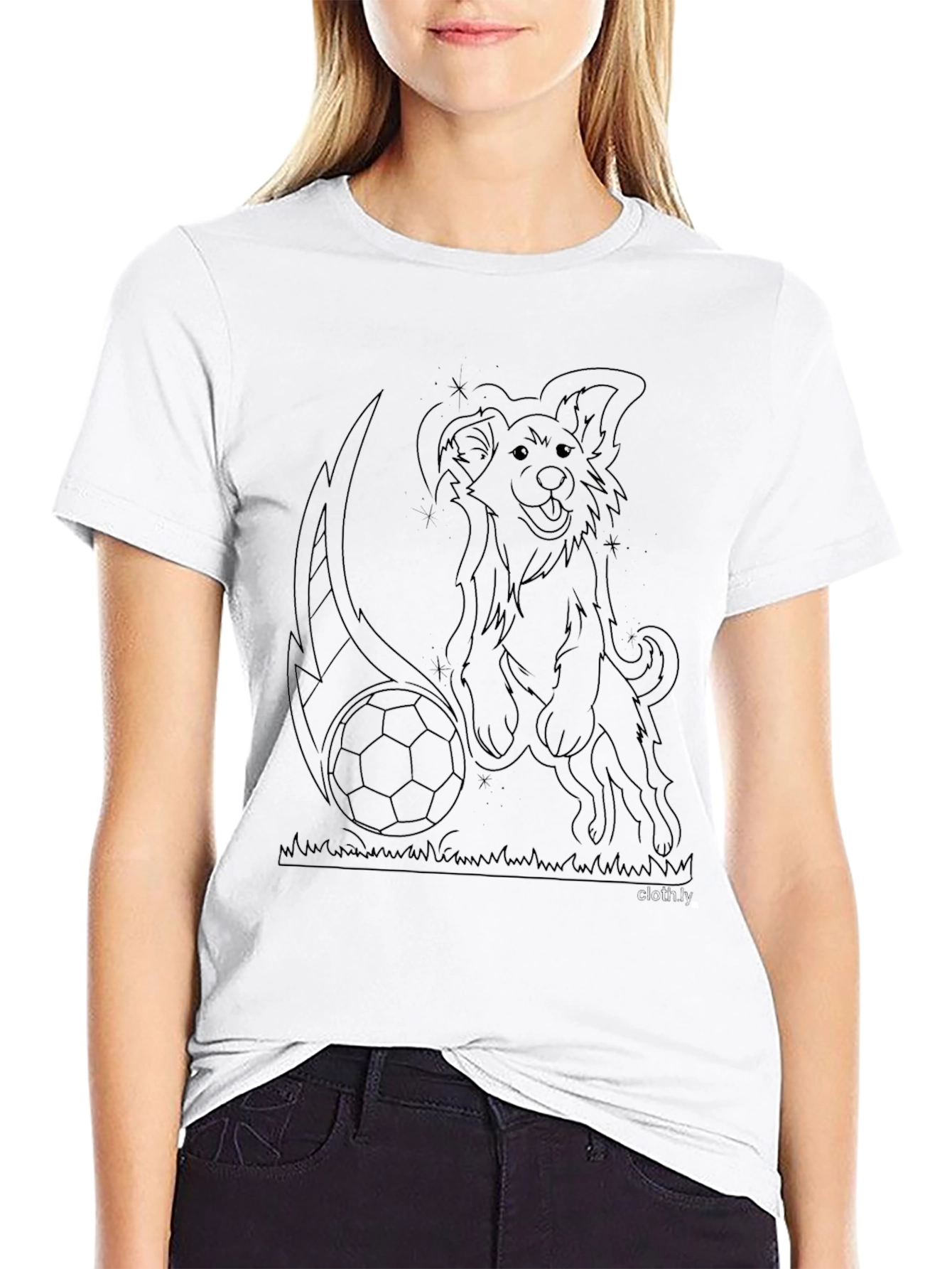 Dog Soccer T-Shirt - Black Cotton Tee