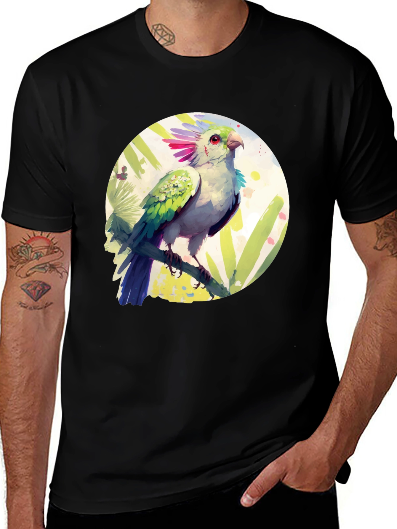 Parrot Graphic T-Shirt - Tropical Bird Tee