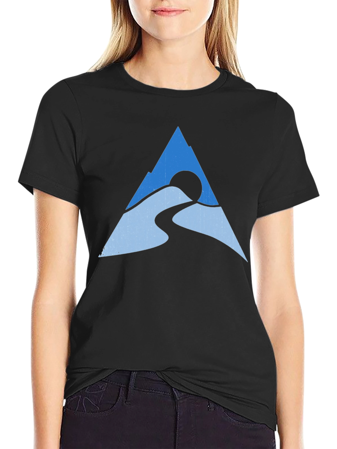 Mountain Peak Graphic Tee - Black Cotton Blend