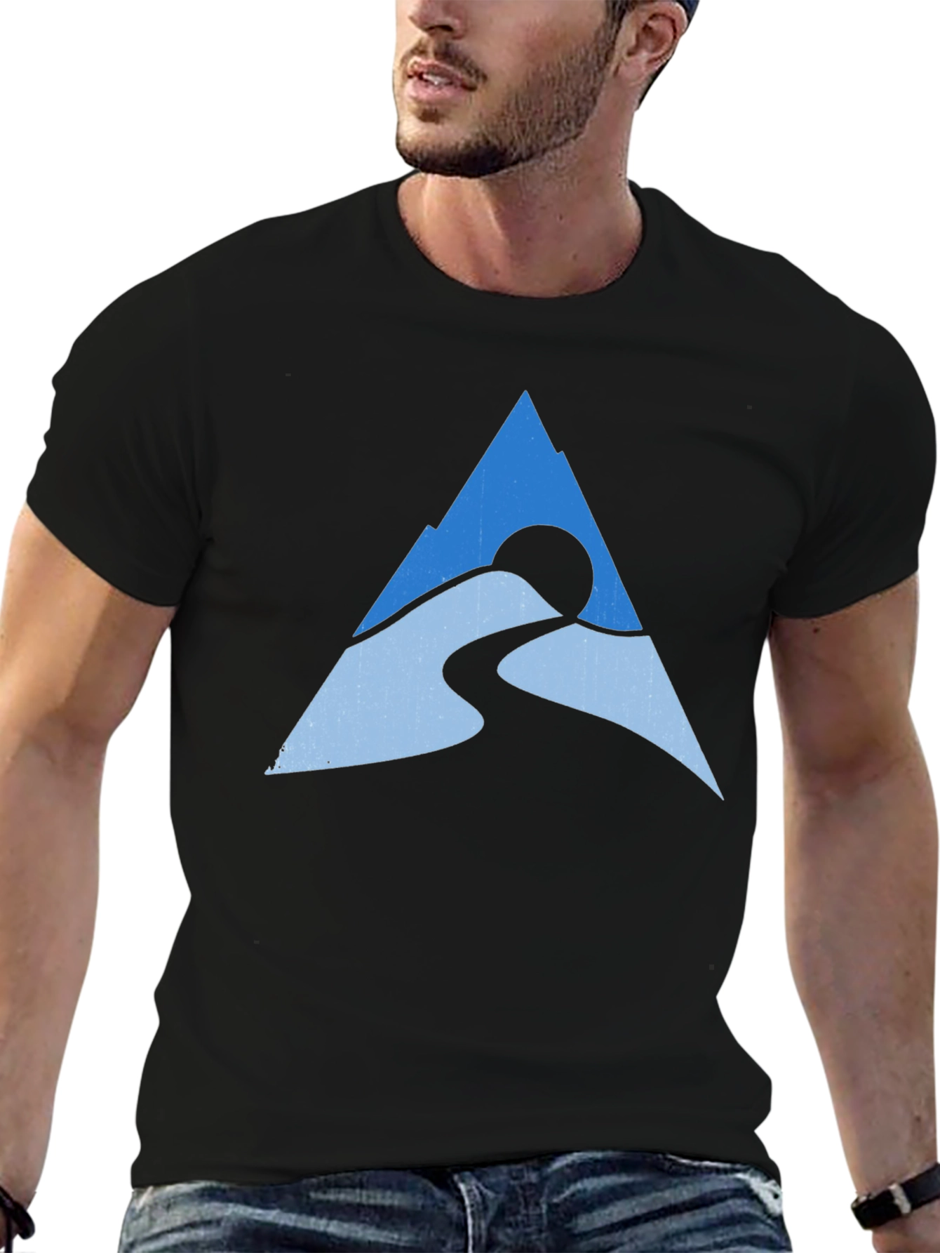 Mountain Peak Graphic Tee - Black Cotton Blend