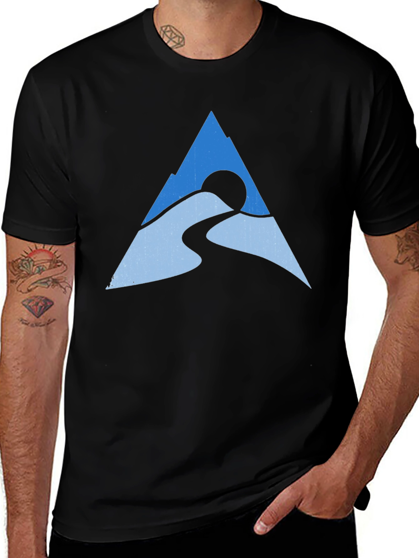 Mountain Peak Graphic Tee - Black Cotton Blend