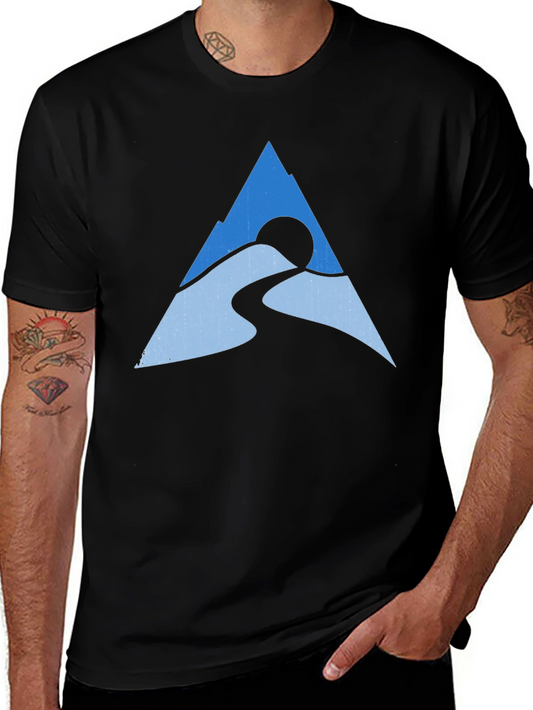 Mountain Peak Graphic Tee - Black Cotton Blend