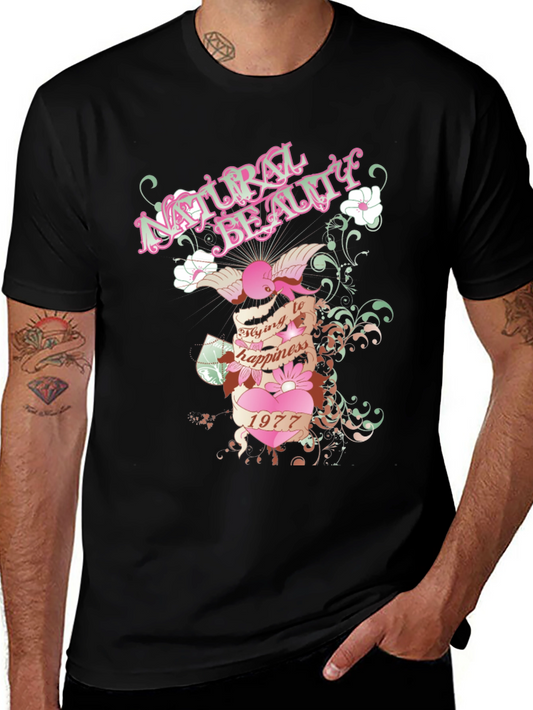 Natural Beauty Graphic Print Black T-Shirt